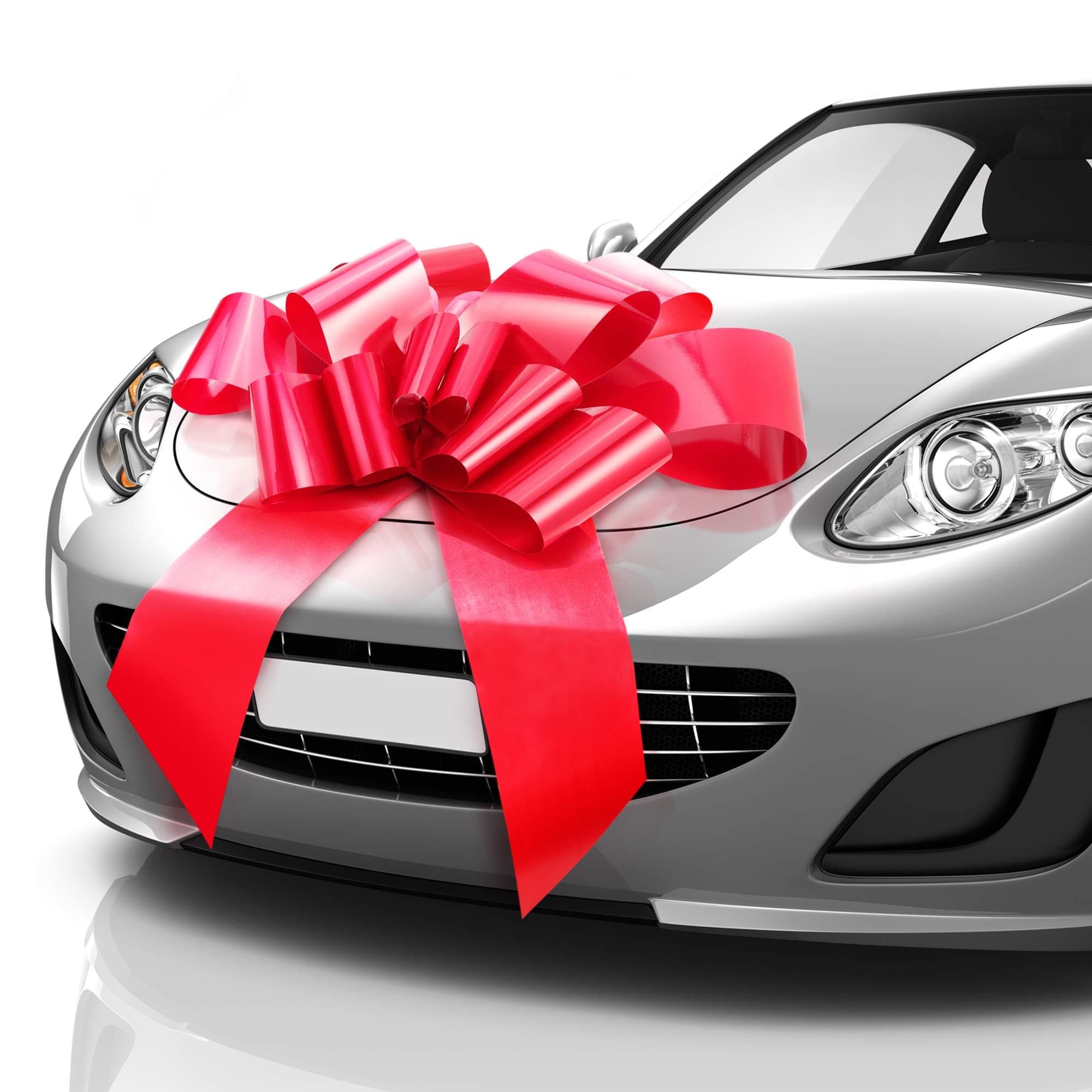 Mifflin - Big Car Bow - Matte Red, 30 Inch - Butterfly Shape Giant Gift Bow for Birthday, Christmas - Huge Car Décor with 2 Suction Cups