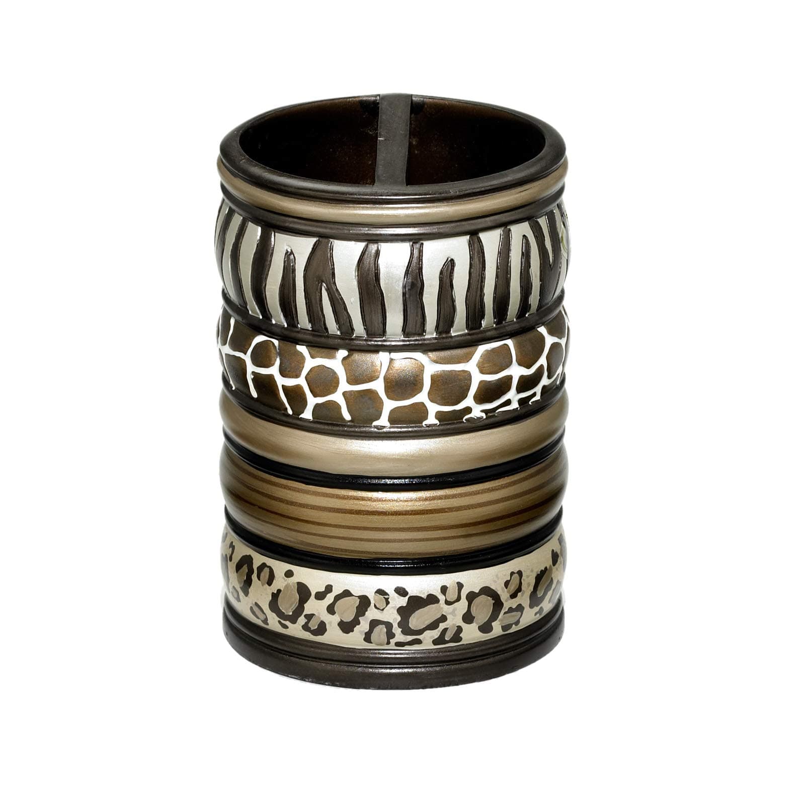 Popular Bath 781267 SAFARI STRIPES, TOOTH BRUSH HOLDER, CHOCOLATE