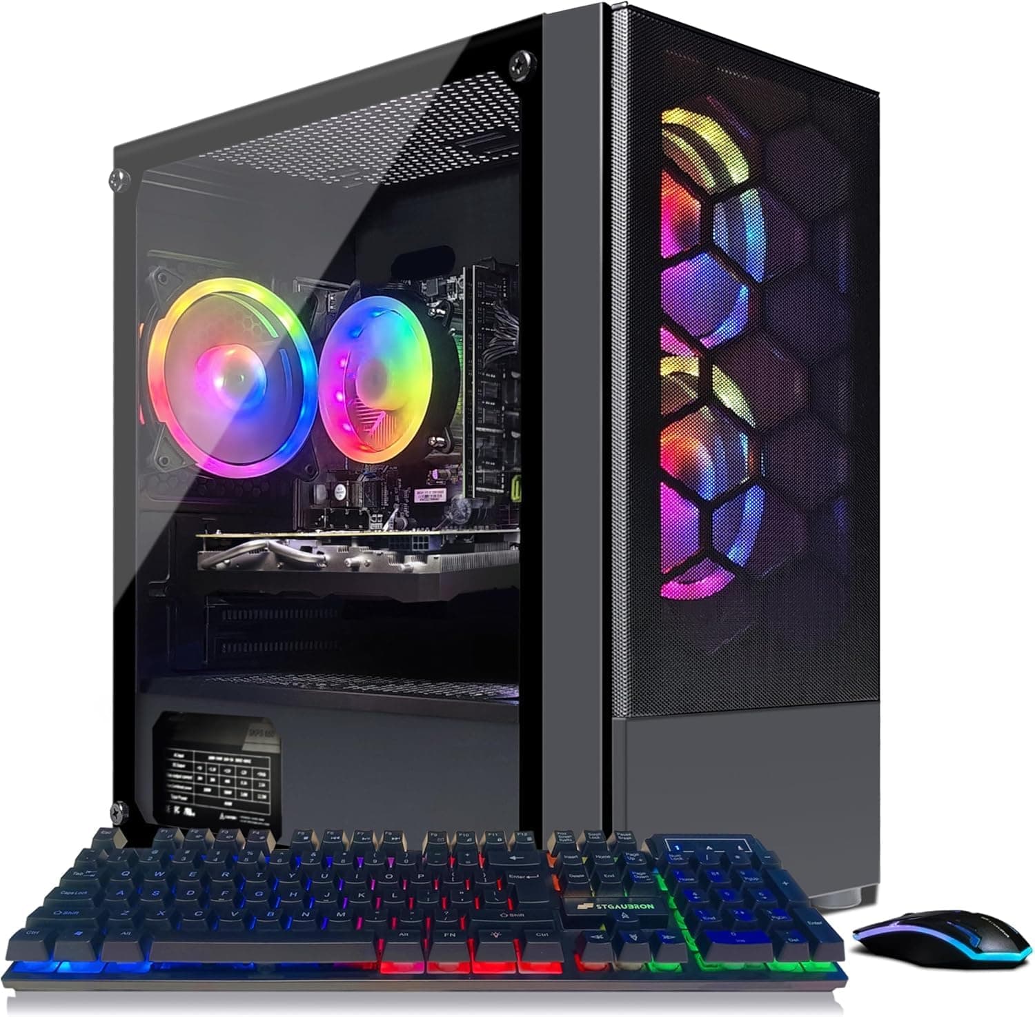 STGAubron Gaming Desktop PC, GeForce RTX 3050 Ti M 8G, Intel Core I7 8th up to 4.10G, 16G DDR4, 1T SSD, WiFi 6, BT 5.2, RGB Fan x4, Windows 11 Home