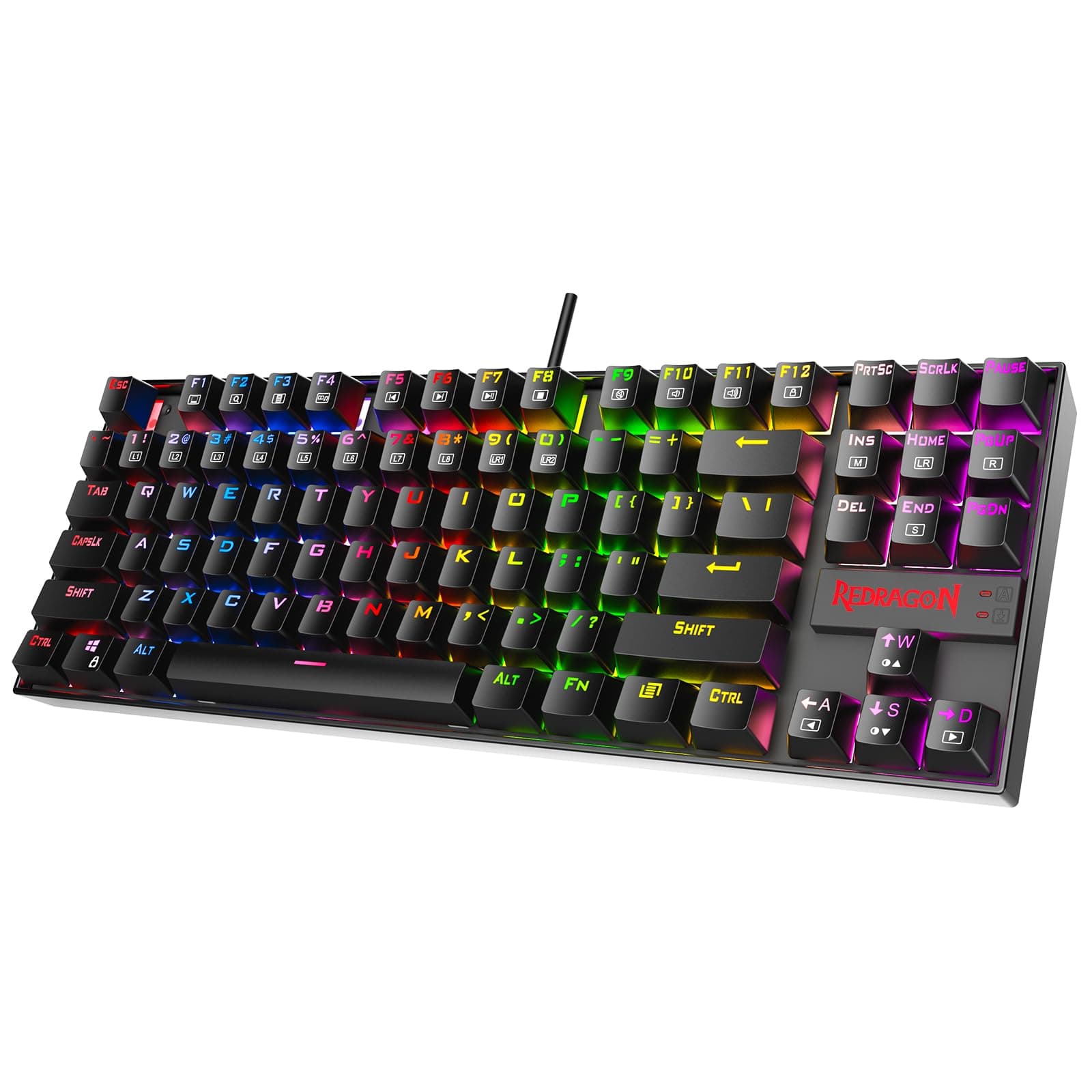 K552 RGB Gaming Keyboard 87 Keys Mechanical RGB LED Rainbow Backlit Computer Keyboard Tenkeyless Compact Design, Blue Switches for Windows PC Gaming (QWERTY Layout)
