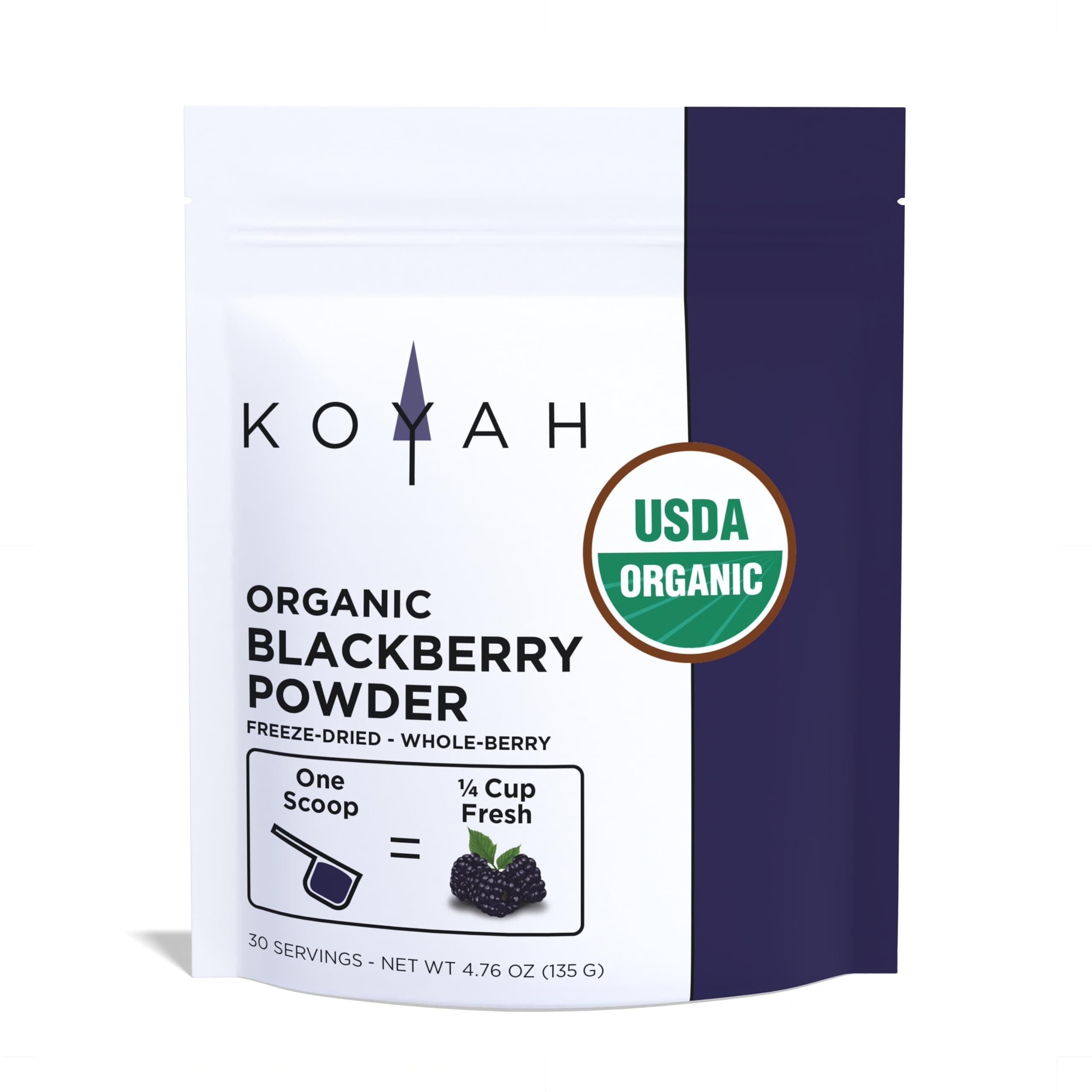 Organic Blackberry Powder: 30 Servings (1 scoop = 1/4 Cup Fresh): Freeze-dried, Whole-Berry Powder, Raw