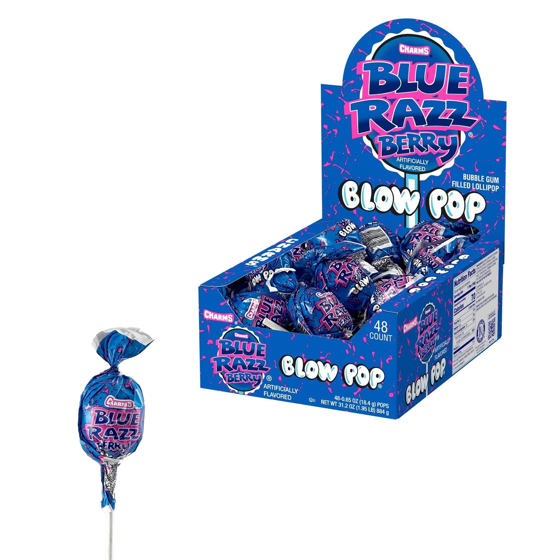 Tootsie Roll Blow Pops Blue Razz Berry Flavor, 48 Count (Pack of 1)