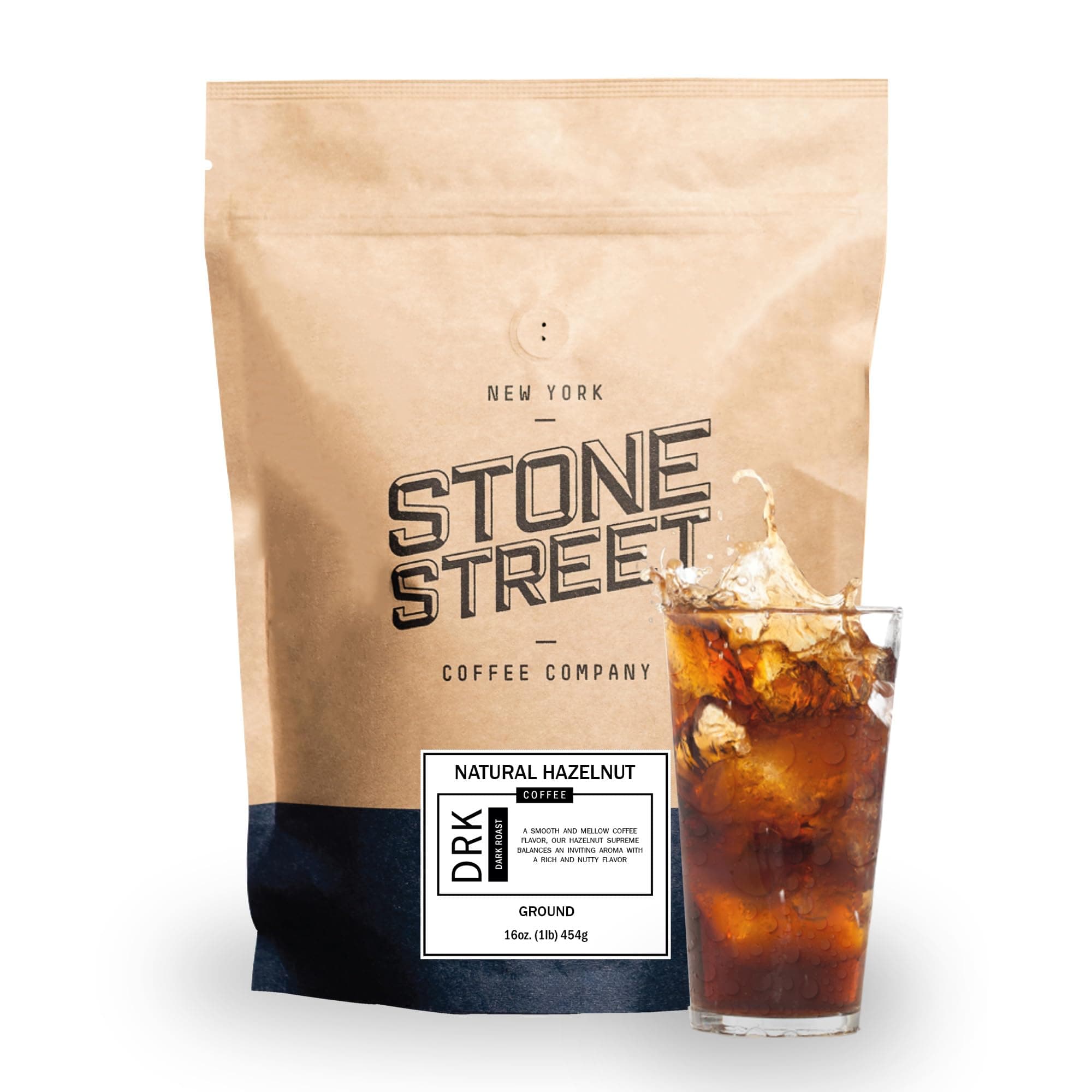 Cold Brew Flavored Coffee, Natural Hazelnut Flavor, Low Acid, 100% Colombian, Gourmet Coffee, Coarse Ground, Dark Roast, 1 LB