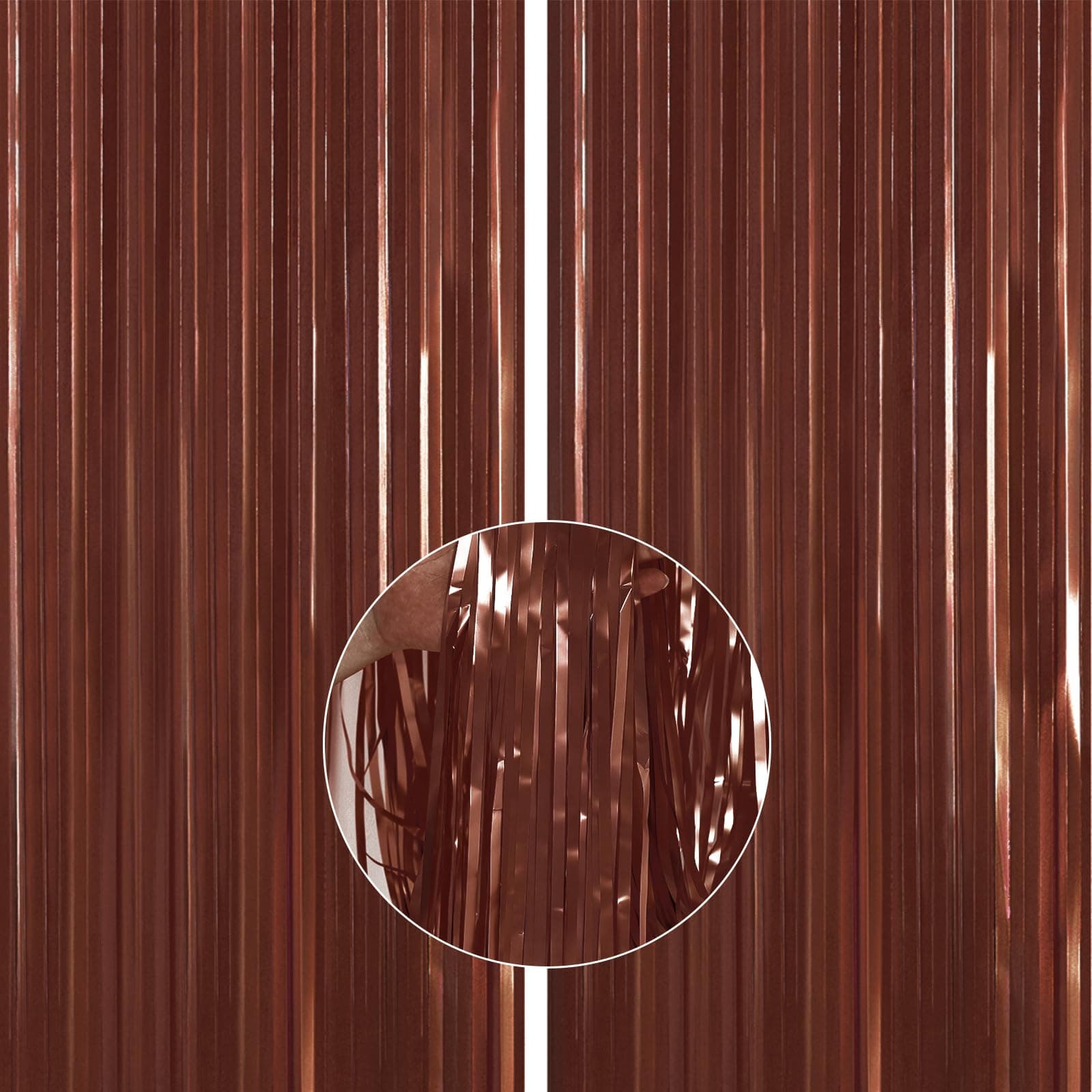 PartyWoo Foil Curtain 2 pcs, 3.3x6.6 ft Metallic Brown Tinsel, Foil Fringe Curtains, Birthday Decorations, Party, Wedding Backdrop