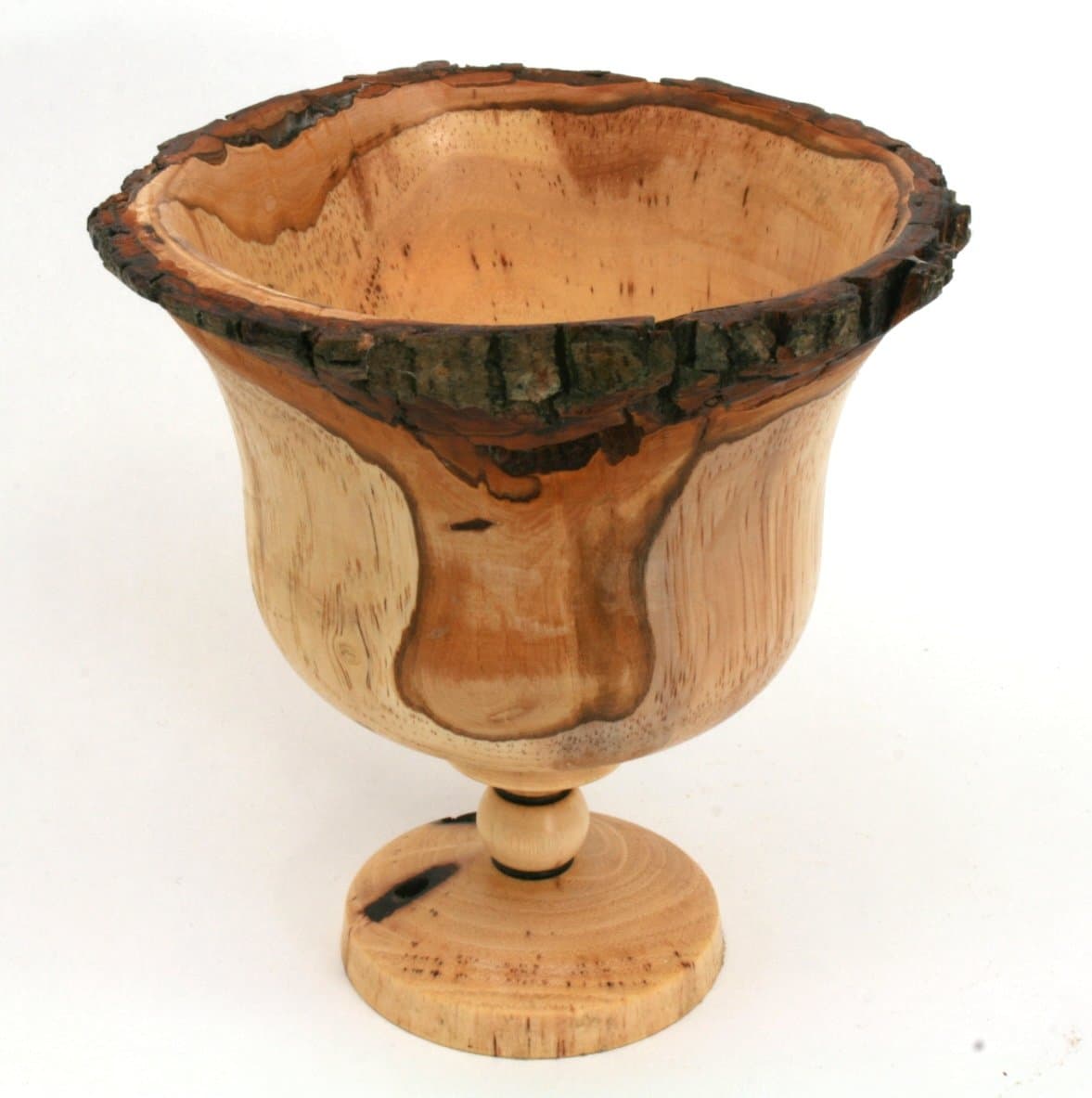 Natural Bark Edge Lathe Turned Wooden Fluted Vase/Vessel made from the Pecan Tree that fell during Hurricane Matthew here in Southeastern North Carolina. #174