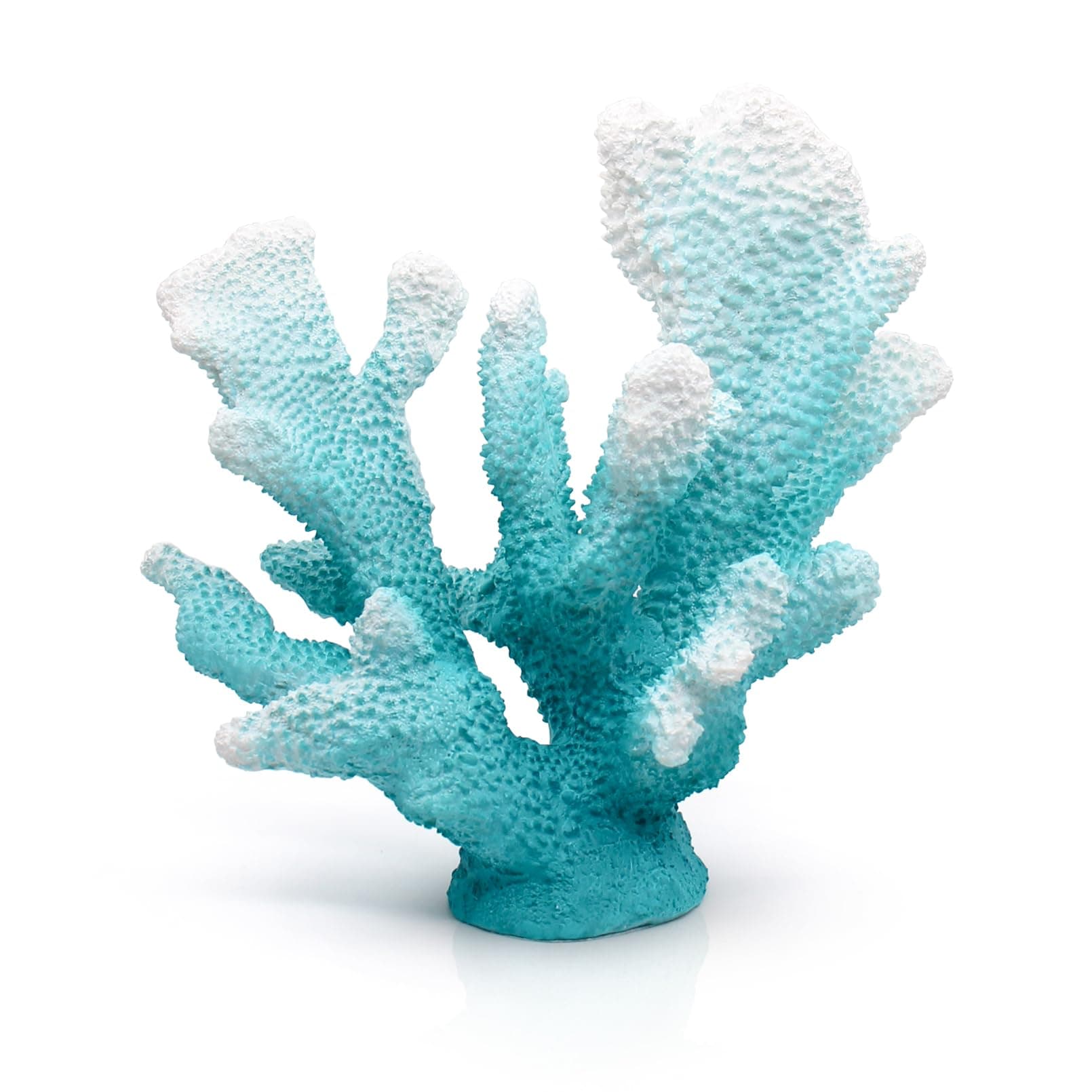 Accessoryway Turquoise Shades Artificial Beach Coral Coastal Decor Resin Coral Statue Nautical Decorations Hawaiian Beach Home Bedroom Party centerpieces for Tables-8.2"