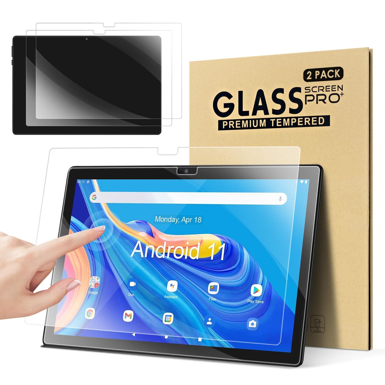 DETUOSI [2-PACK] Screen Protector for ‎FEONAL K116 10.1 inch Android Tablet, Ultra-Clear/Case-Friendly/Touch Sensitive/Bubble Free/Anti-Scratch Tempered Glass Mica para ‎FEONAL K116 10 inch Tablet