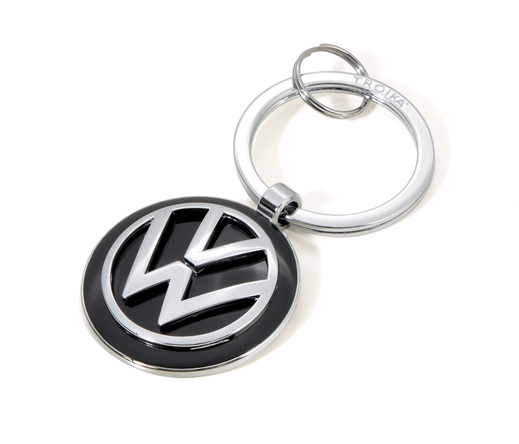 TROIKA Keyring KR16-05/VW VW Emblem 1 Key Ring Also Official Licensed by Volkswagen - Cast Metal - Original, 7 cm, Black/Silver, 7 cm, Keyring
