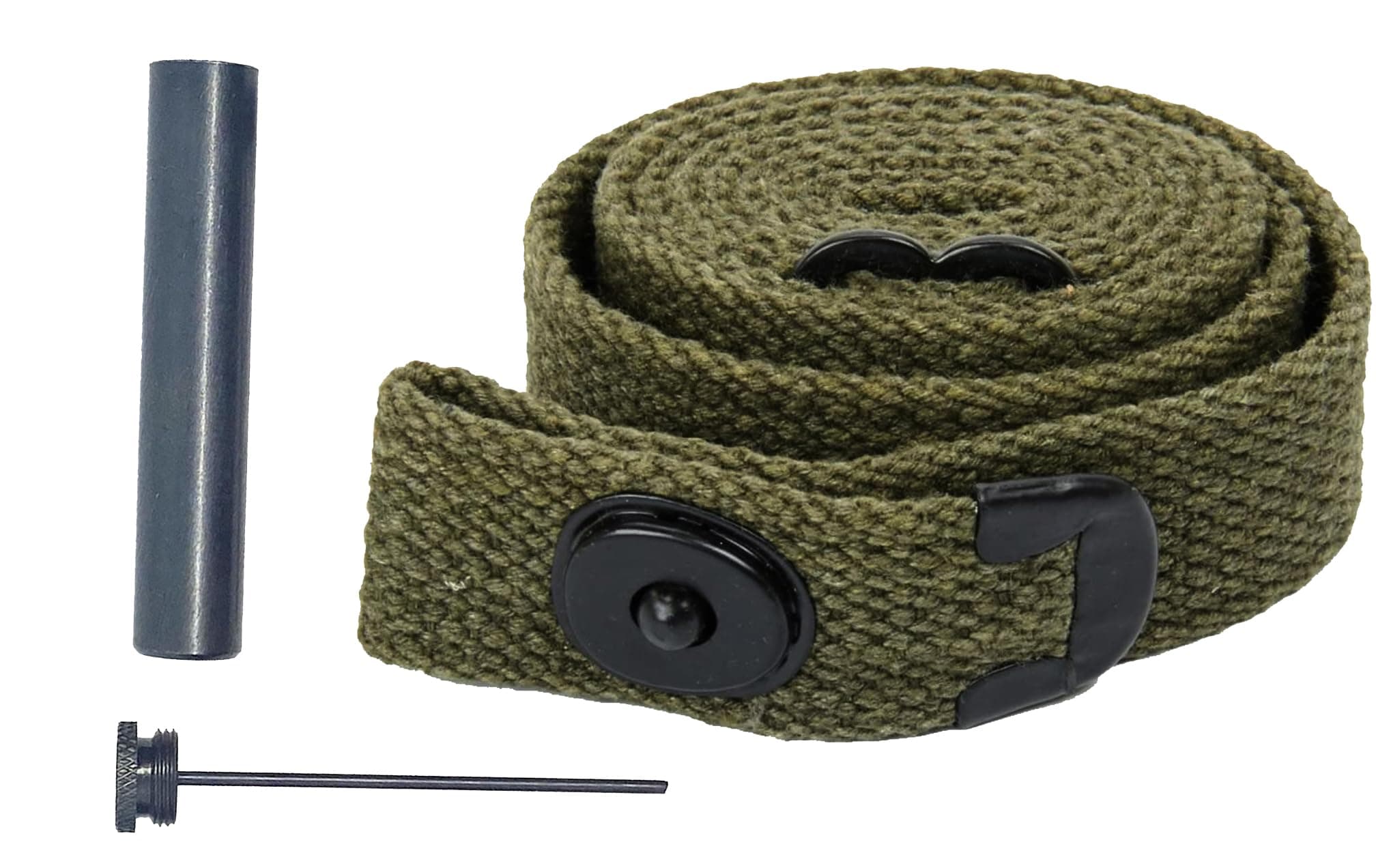 CALYX US WWII M1 Carbine WebSling with M1 Carbine Steel Oiler Military Classic WWII Reproduction Canvas 1 inch Khaki RifleSling and Oiler Combo