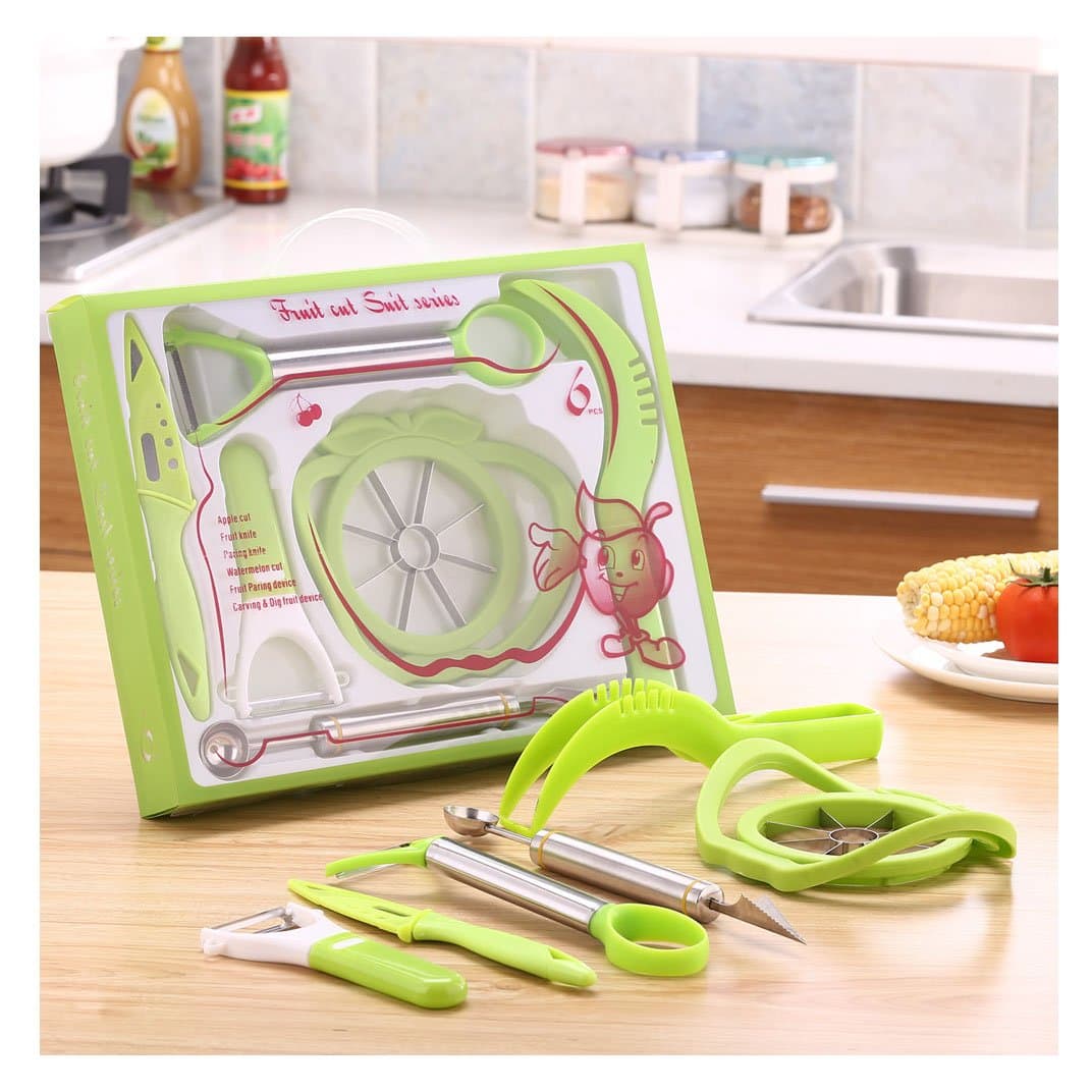 Ecentaur Kitchen Tools Fruit Knife Vegetable Peeler Apple Slicer Corer Melon Carving Baller Watermelon Slicer 6 Piece Set