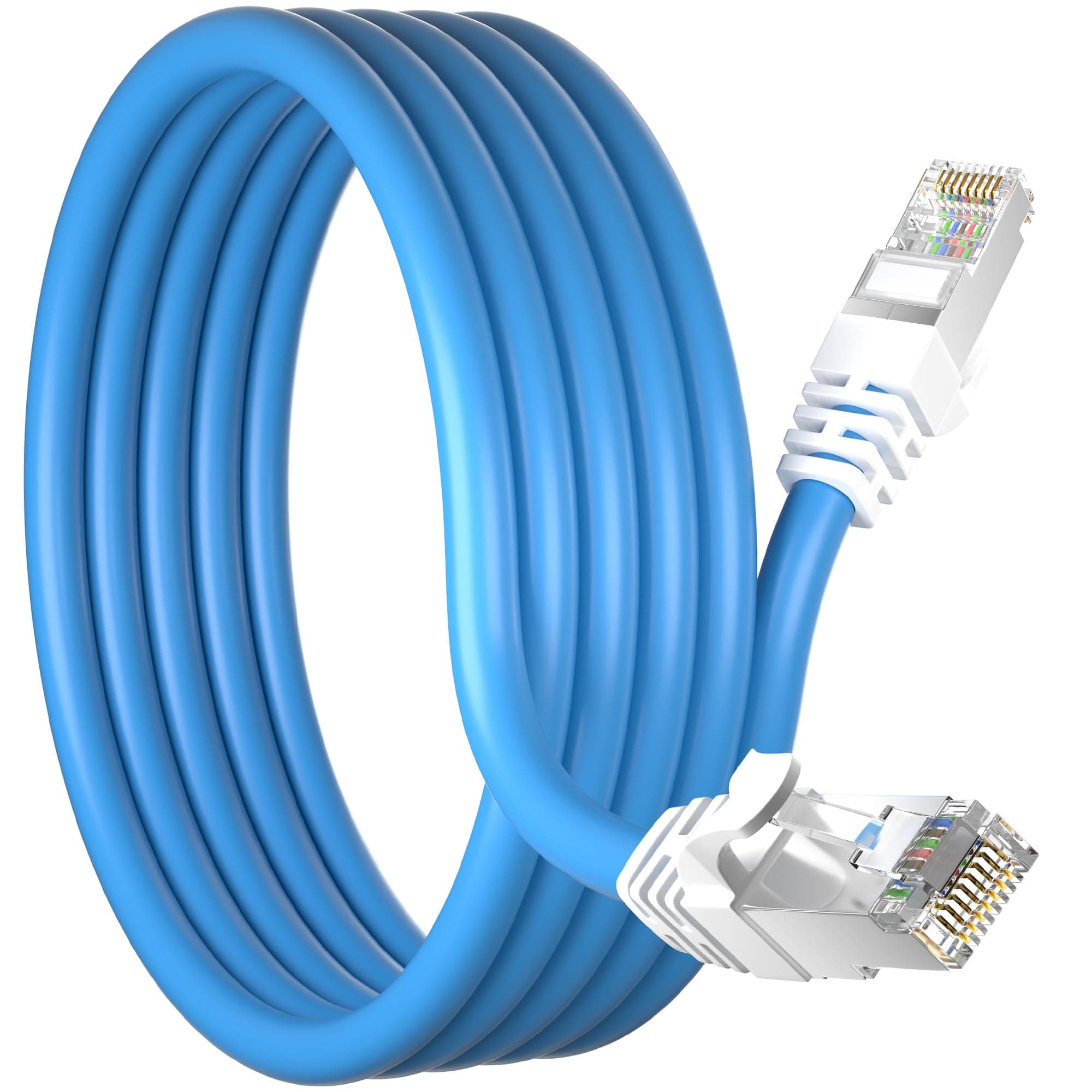 Cat 7 Ethernet Cable 10ft Outdoor, SFTP Triple Shielded Ethernet Cable, High-Speed 10Gbps 600MHz, Waterproof/UV Resistant, Direct Burial, Network, Internet, LAN Cable, with RJ45 for Router