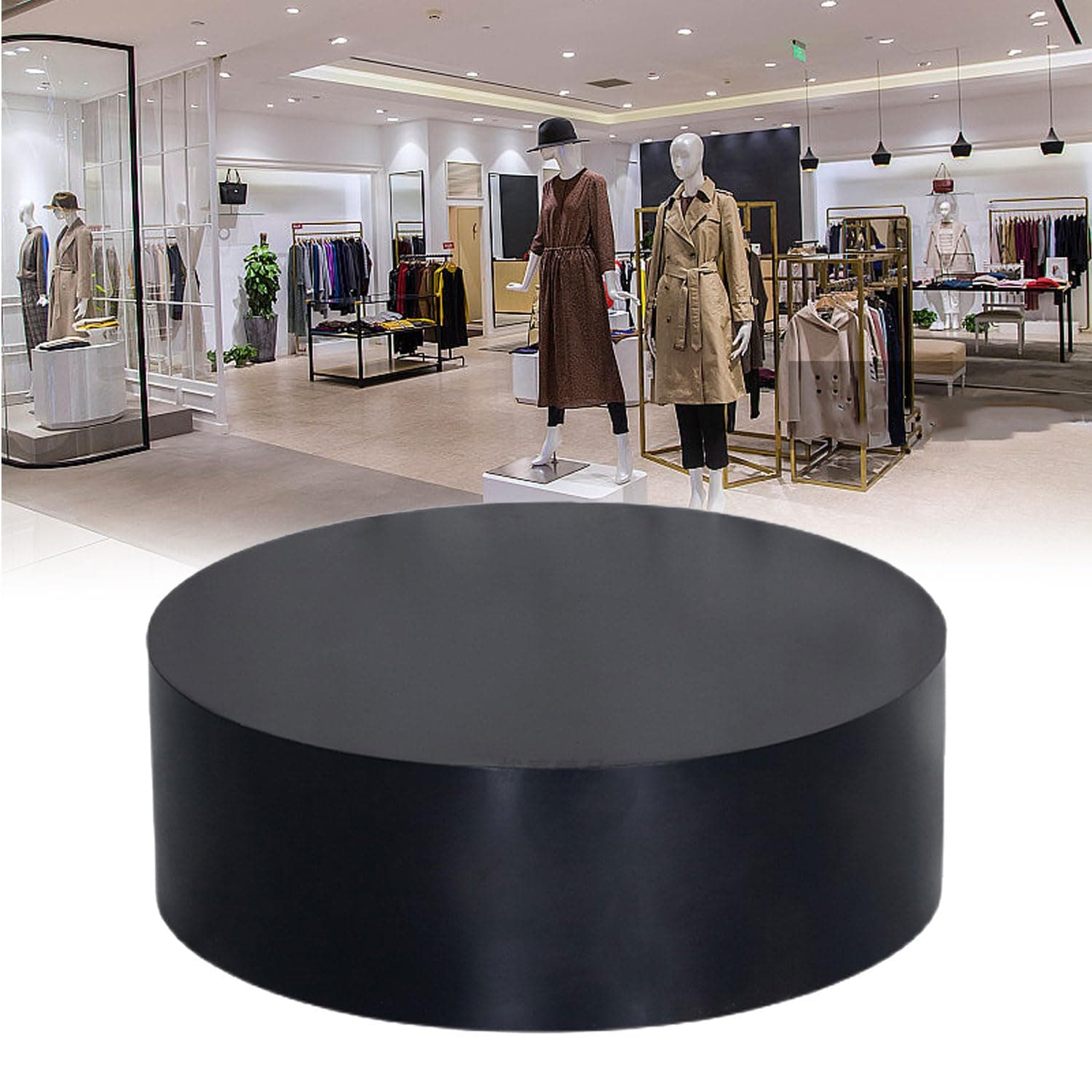 Round Display Pedestal Stand, Bridal Shop Platform Base, for Mannequin/Shoe/Bags/Network Personnel Live Show,Black,30x30cm/11.8 * 11.8IN