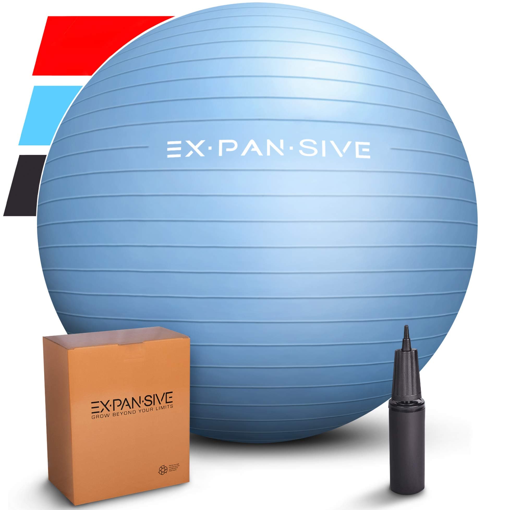 EXPANSIVE LIVING Exercise Ball (45cm-75cm) - 2,000 lbs Stability Ball. Anti Burst & Heavy Duty for Yoga, Balance and Birthing. Physio Ball | Office Chair | Professional Grade Swiss Ball
