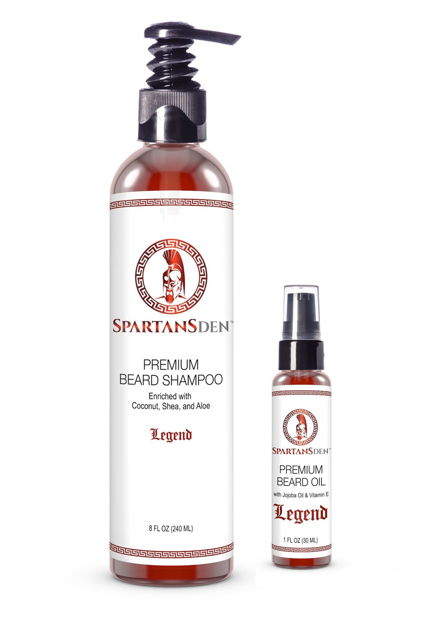 Sale - Spartans Den Premium Beard Shampoo and Conditioner Set - Best Beard Kit to Fight Dandruff and Itchiness, Soften, Cleanse, and Promote Beard Growth - "Legend" Scent