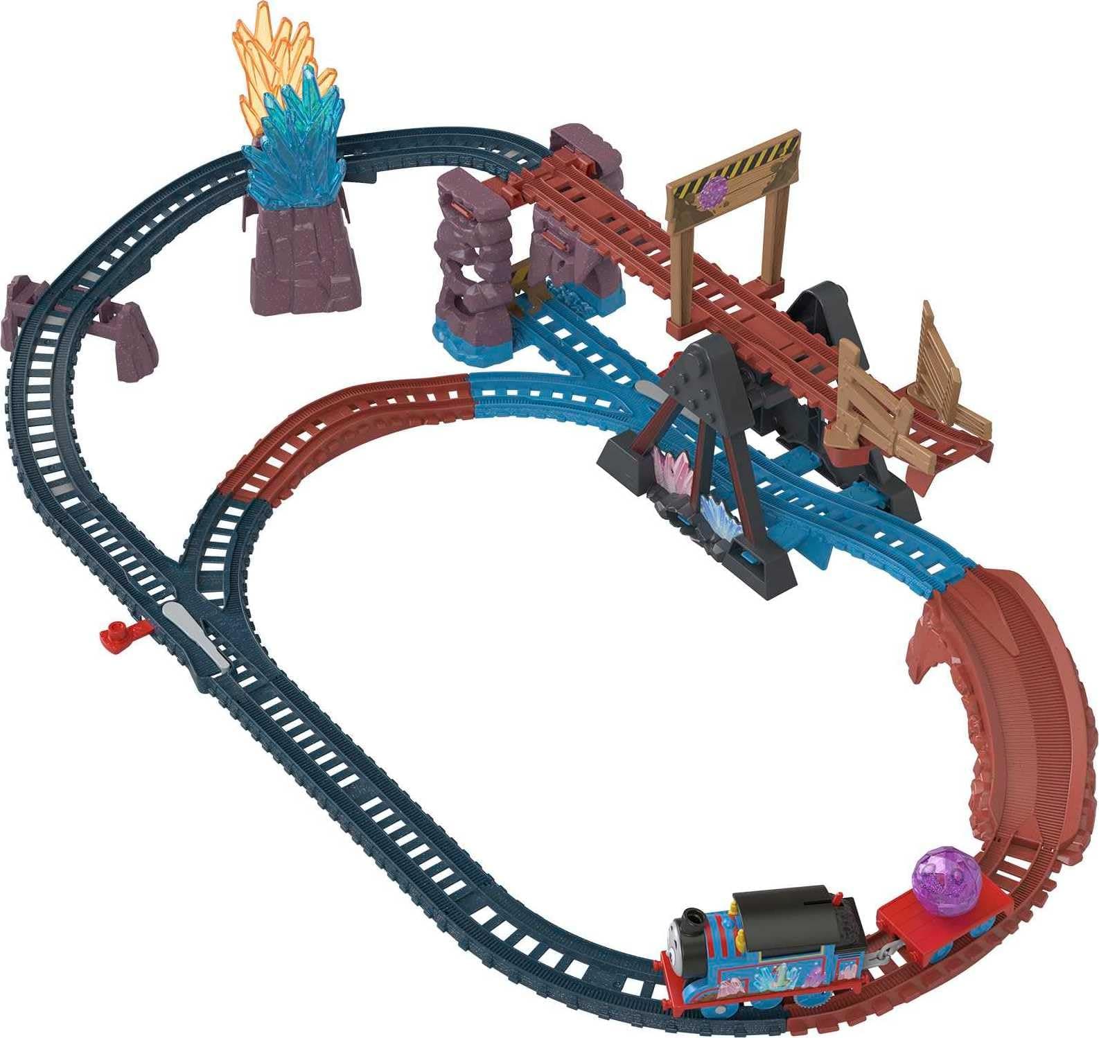 Motorized Toy Train Set Crystal Caves Adventure with Thomas, Tipping Bridge & 8 Ft of Track for Preschool Kids Ages 3+ Years, HMC28