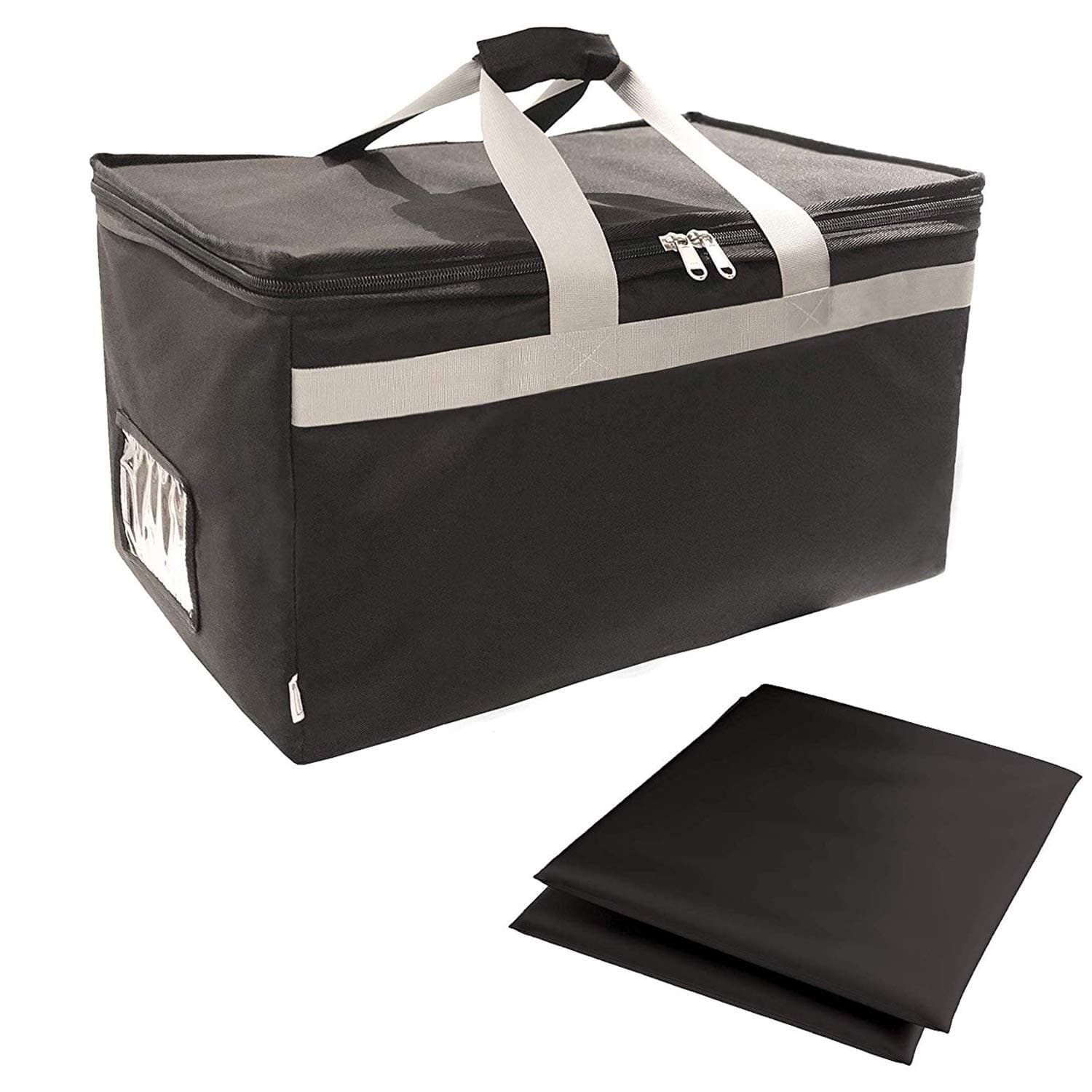 Insulated Food Delivery Bag Carrier with 2 Detachable dividers, 23"x15"x13" XXL, Waterproof and Leakproof Interior, Uber Eats Doordash Restaurant Catering