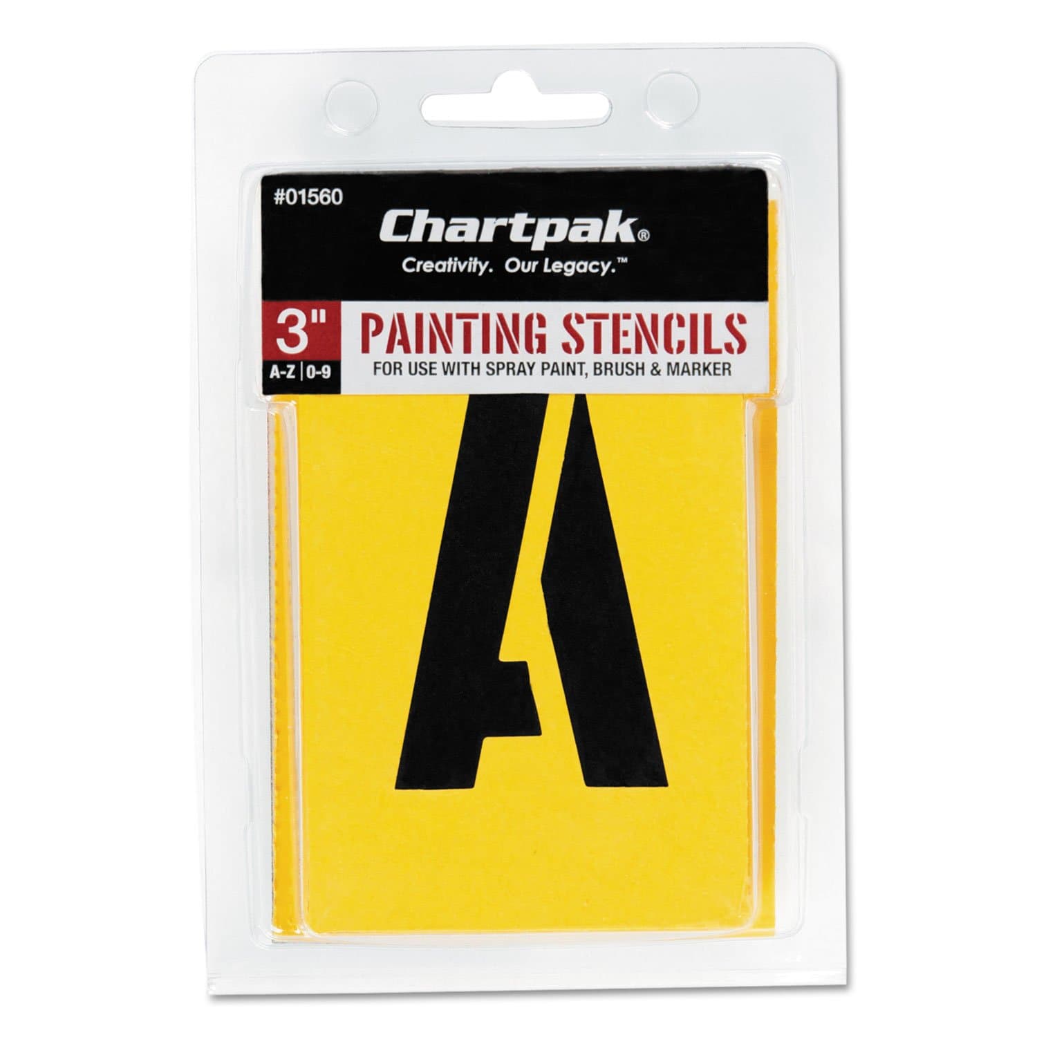 Chartpak Letter and Number Painting Stencils, A-Z and 0-9, 3 Inches H, 35 per Pack (01560)