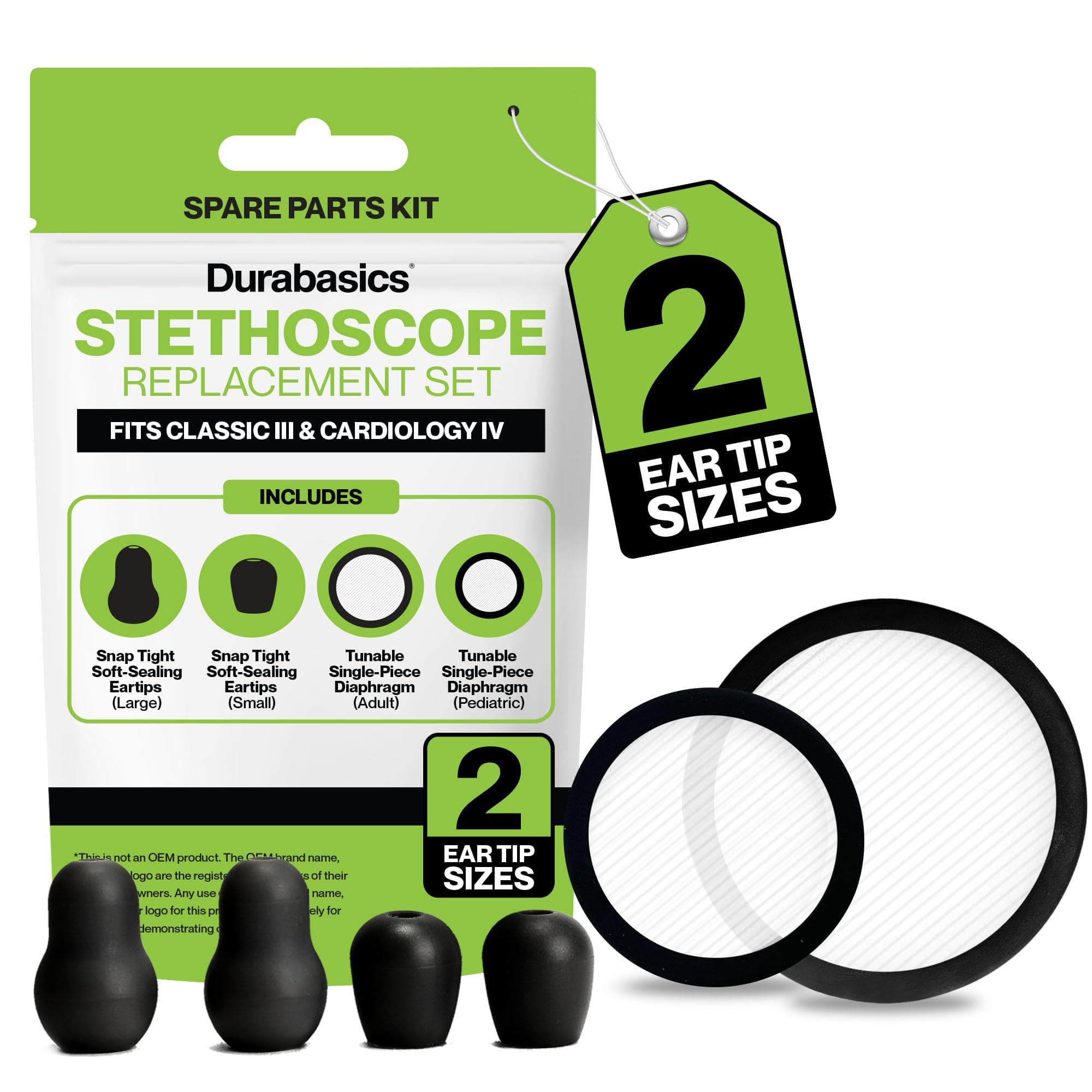 - Classic 3, Cardiology 3 & Cardiology 4 Accessories Kit for Littmann Stethoscope Replacement Parts & Littmann Stethoscope Parts - Fits Classic III, Cardiology III & IV - Black