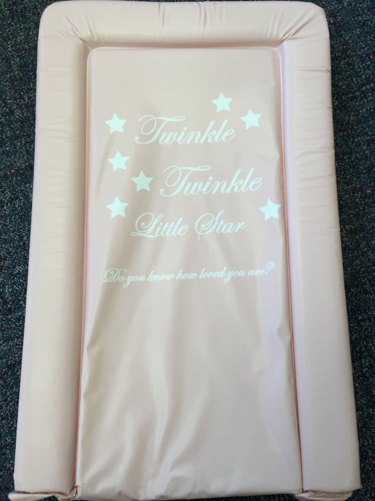Deluxe Unisex Baby Waterproof Changing Mat with Raised Edges - Twinkle Twinkle Little Star, Do you know how loved you are? Bold Pink