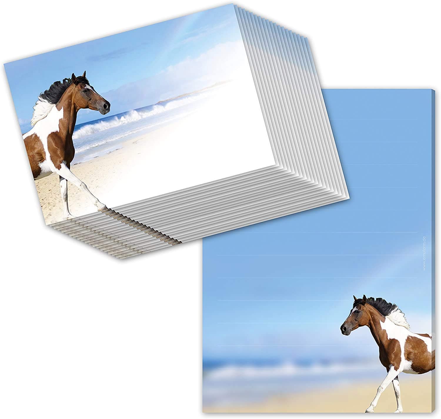 Notepad / writing pad "painthorse" din a5 (50 lined sheets) with 20 matching envelopes / stationery / writing paper for girls