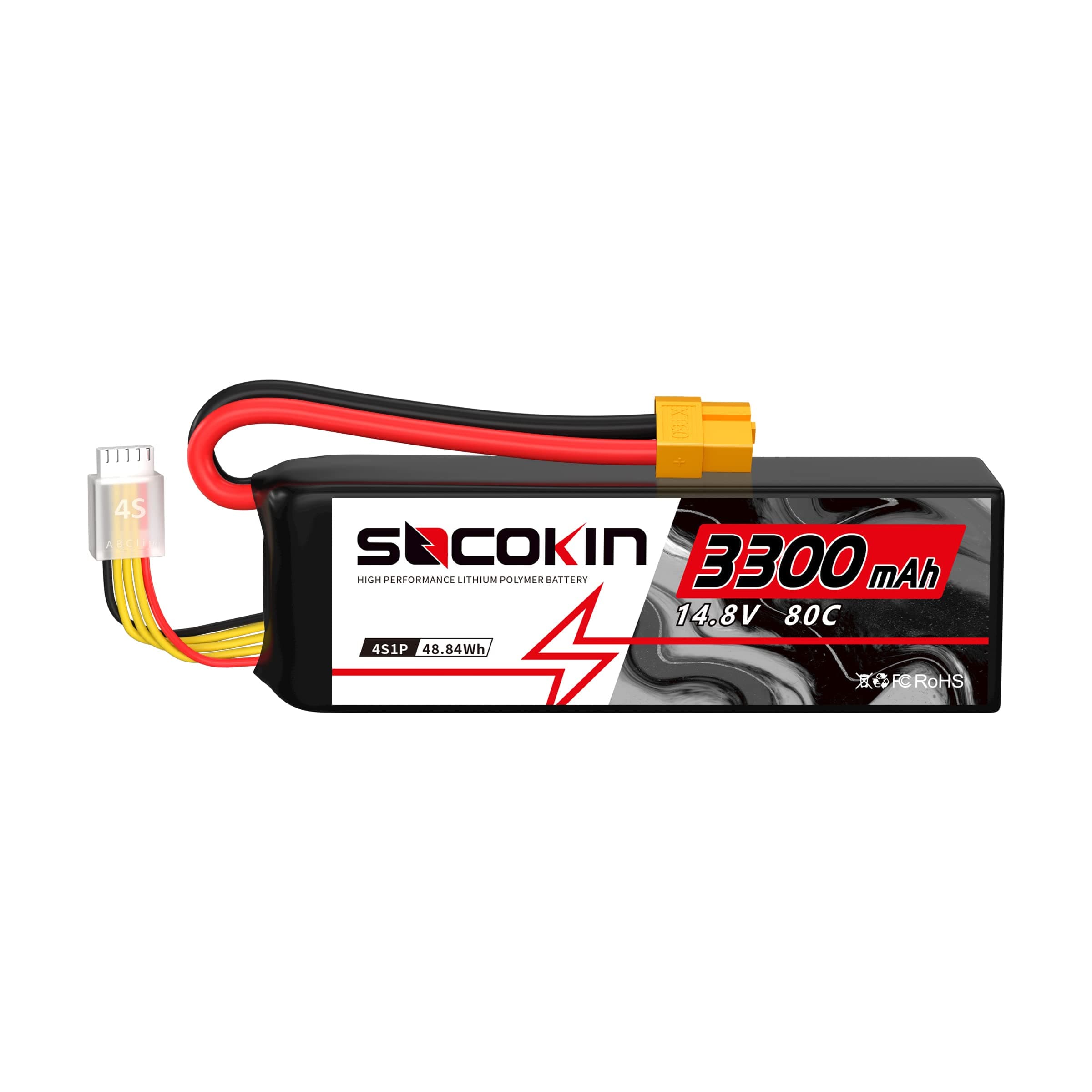 4S 3300mAh Lipo Battery 14.8V 80C Lipo Battery with XT60 Connector Soft Case for RC Airplane RC Helicopter RC Car RC Truck RC Boat UAV Drone FPV