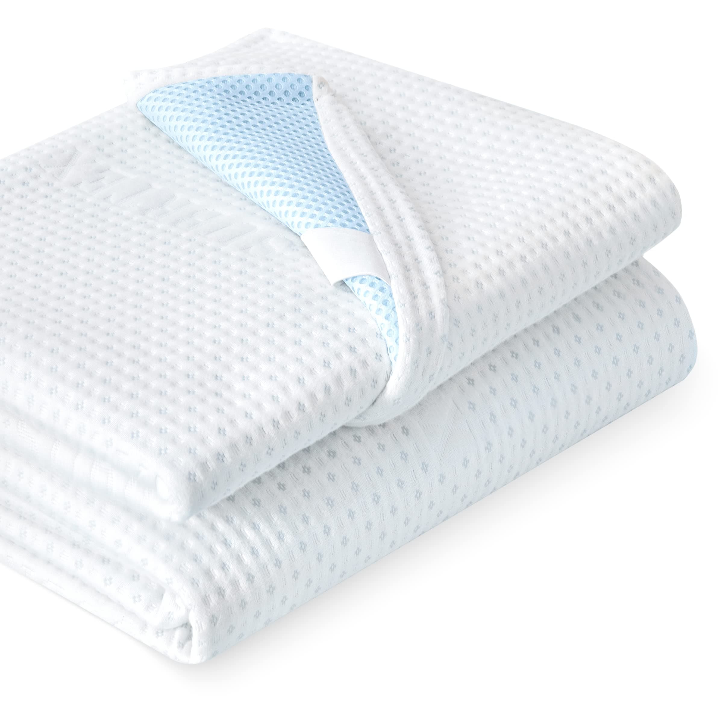 subrtex3 Inch Mattress Topper Cover Mattress Protector Bedding Topper Cover Removable and Breathable Encasement for Latex Cool Mattress Protectors with Zipper with Adjustable Straps (King,White)