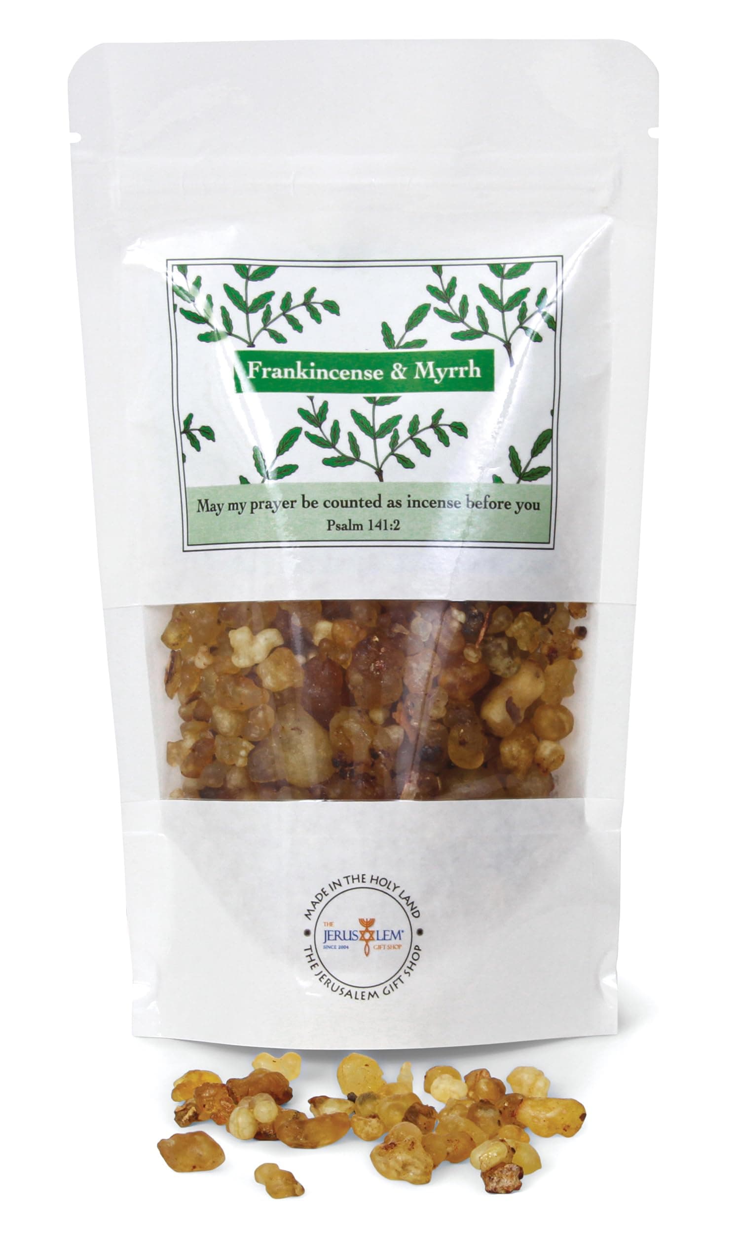 Frankincense and Myrrh Holy Incense from Jerusalem in a Gift Pack - Sacred Jerusalem Aromatic Granules - Traditional Biblical Scents for Home & Worship, A Church Incense