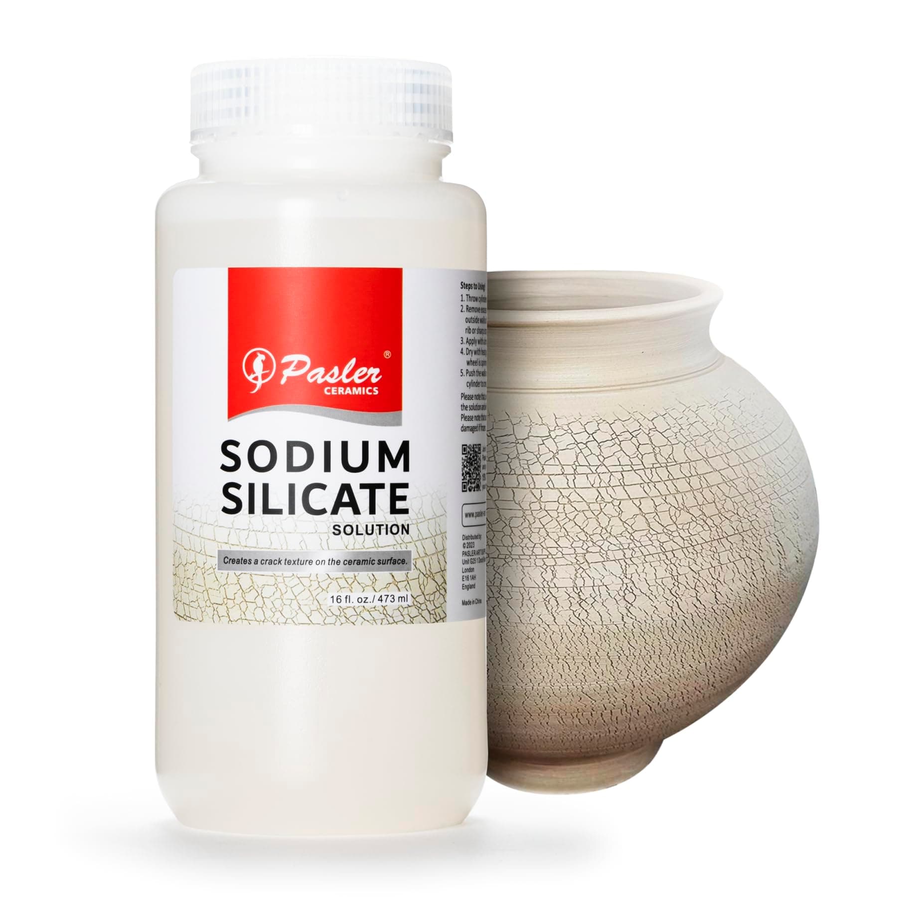Pasler - Sodium Silicate Solution for Pottery - Creates a Crack Texture on The Ceramic Surface,16 fl oz / 473 ml