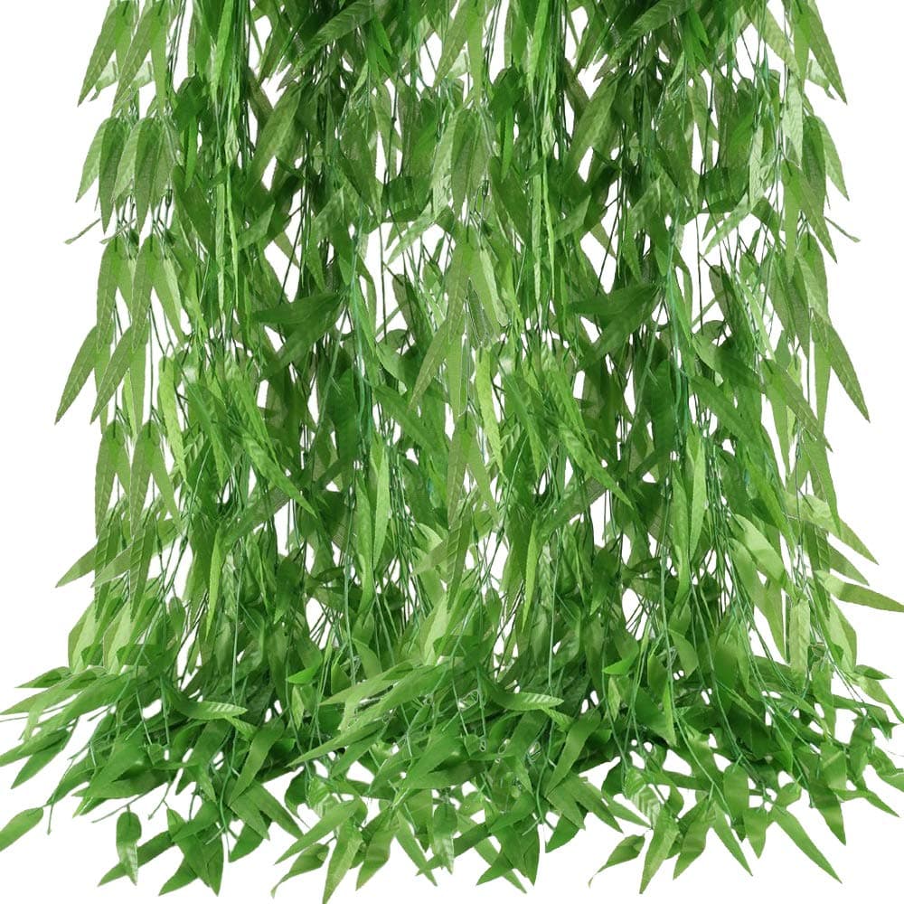 HUAESIN 50 Pcs 7.5FT Artificial Willow Garland Fake Ivy Fake Leaves Weeping Willow Garland Faux Ivy Leaves Hanging Vine Garland Artificial Ivy for Wedding Home Balcony Courtyard Decor