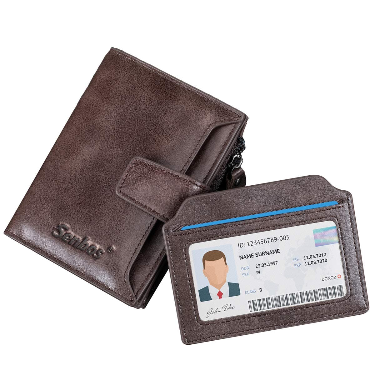 Senbos Mens Wallet Brown Genuine Cowhide RFID Blocking Soft Leather Wallet for Valentine's Day Father's Day