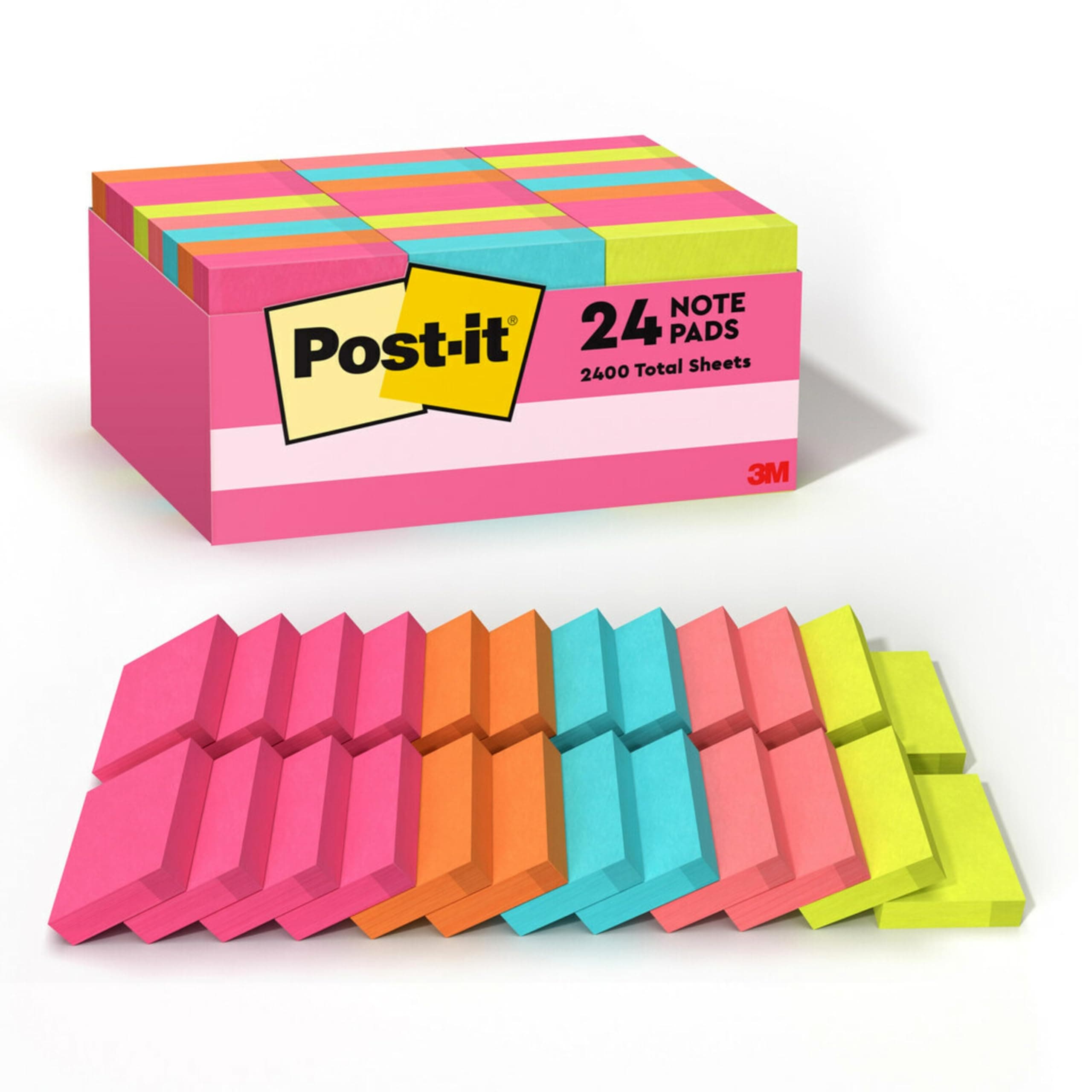 Mini Notes, 1 3/8 in. x 1 7/8 in., 24 Sticky Notes Pads, 100 Sheets per Pad, Poptimistic Collection, New Year Organization or Second Semester School Supplies