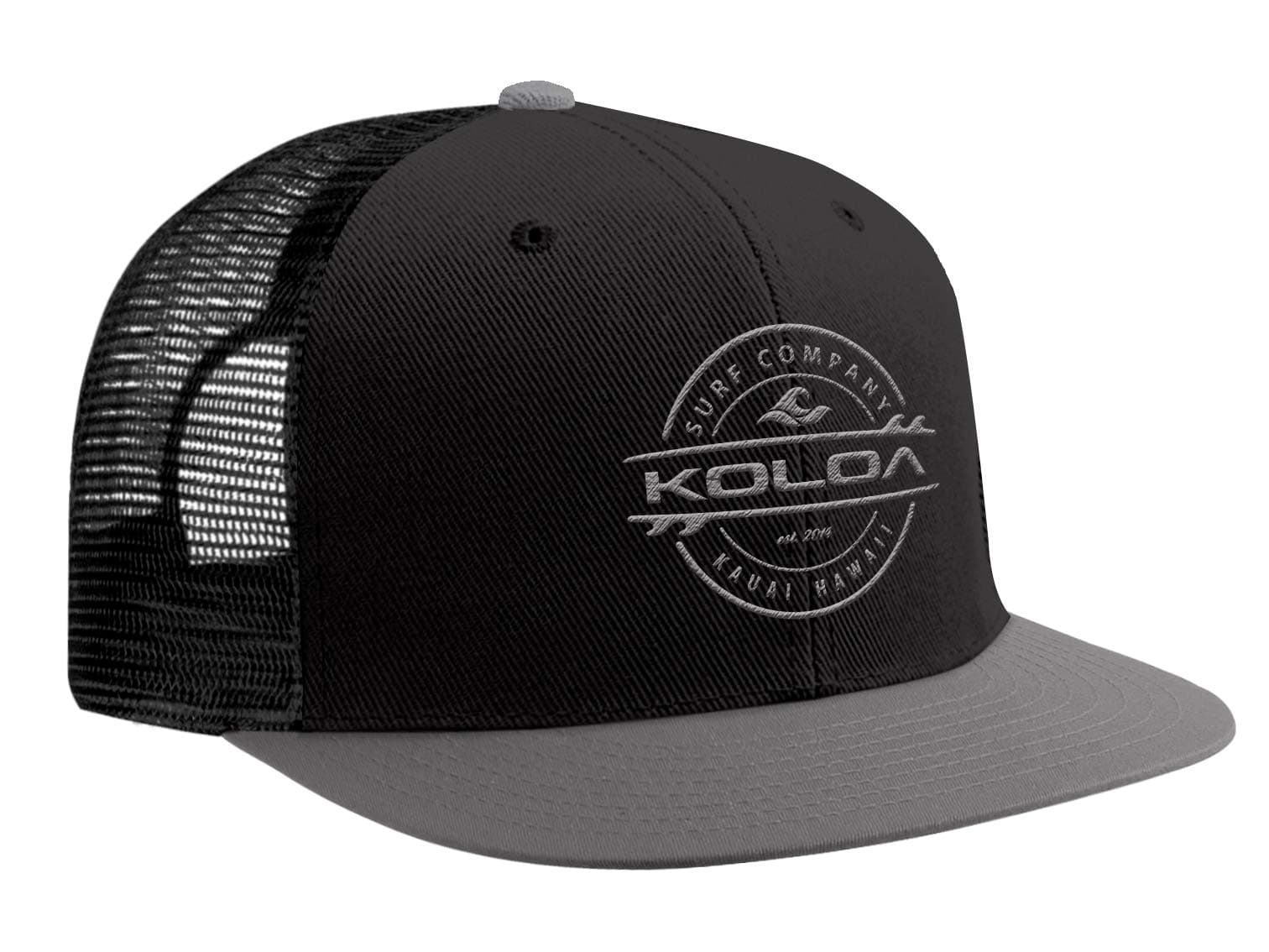Joe's USA Koloa Surf Thruster Surfboard Logo Mesh Back Trucker Hats in 15 Colors