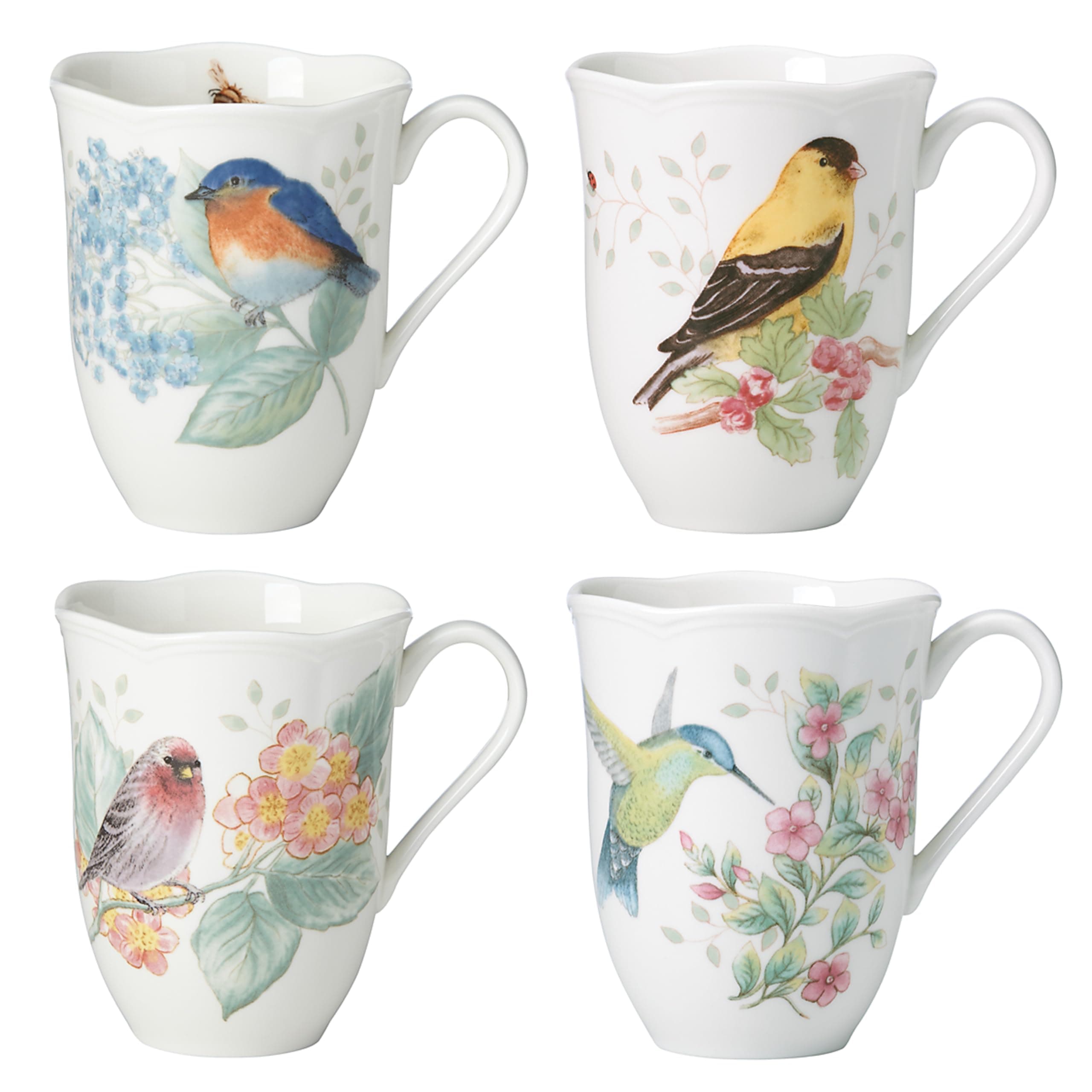 Butterfly Meadow Flutter Porcelain Mugs, Set of 4, Multicolor
