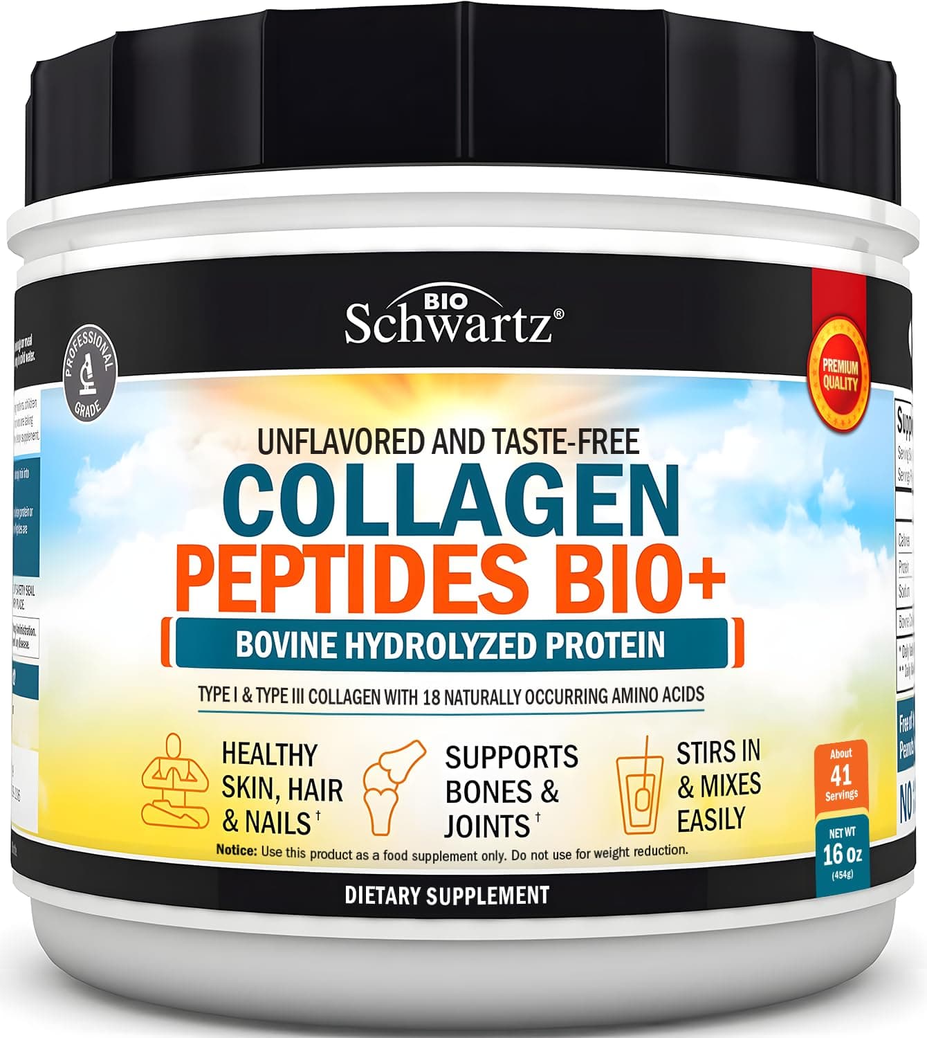 Collagen Peptides Bio+, Unflavored, 16 oz (454 g)
