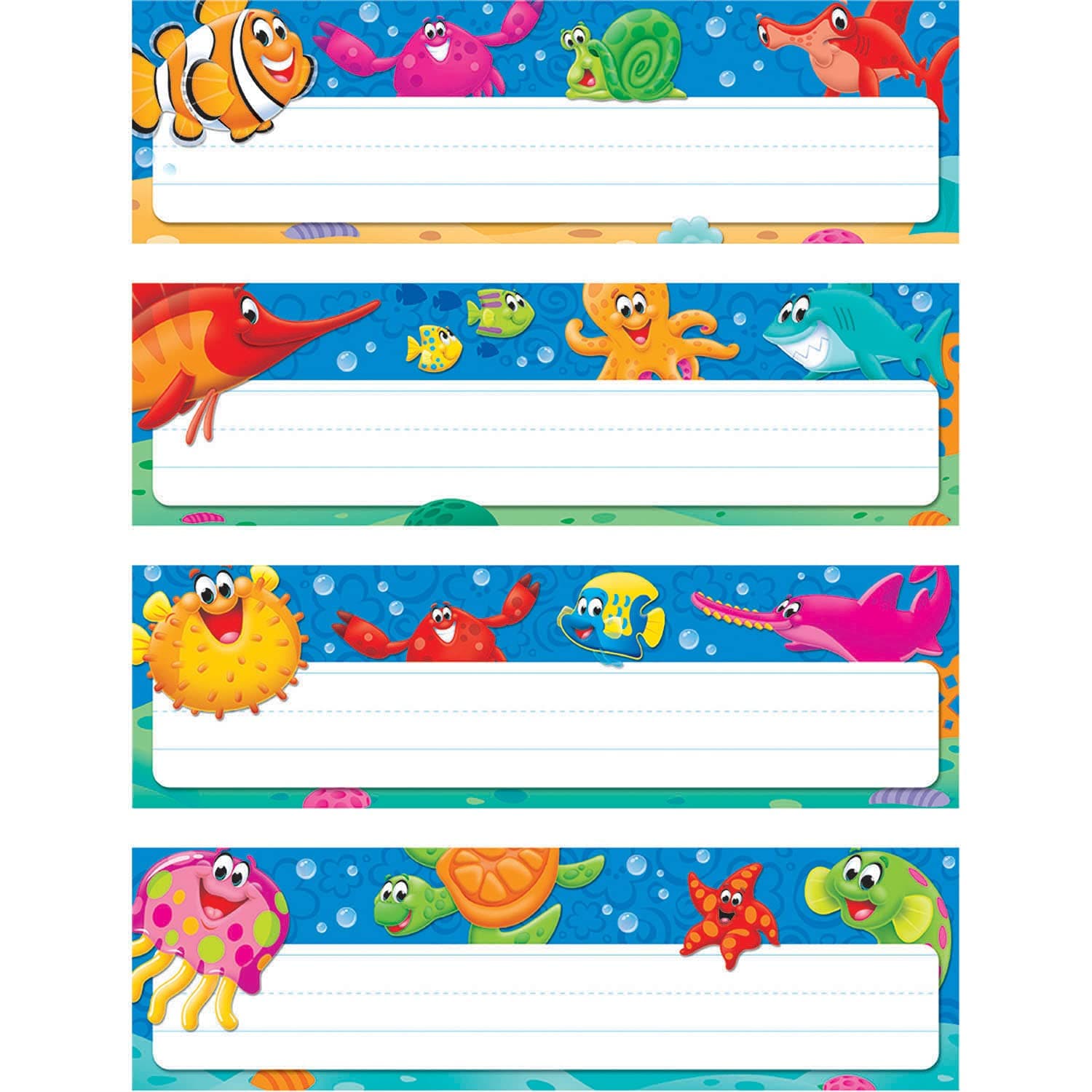 TREND Sea Buddies Desk Toppers Name Plates Variety Pack, 2-7/8" x 9-1/2", 32 Count