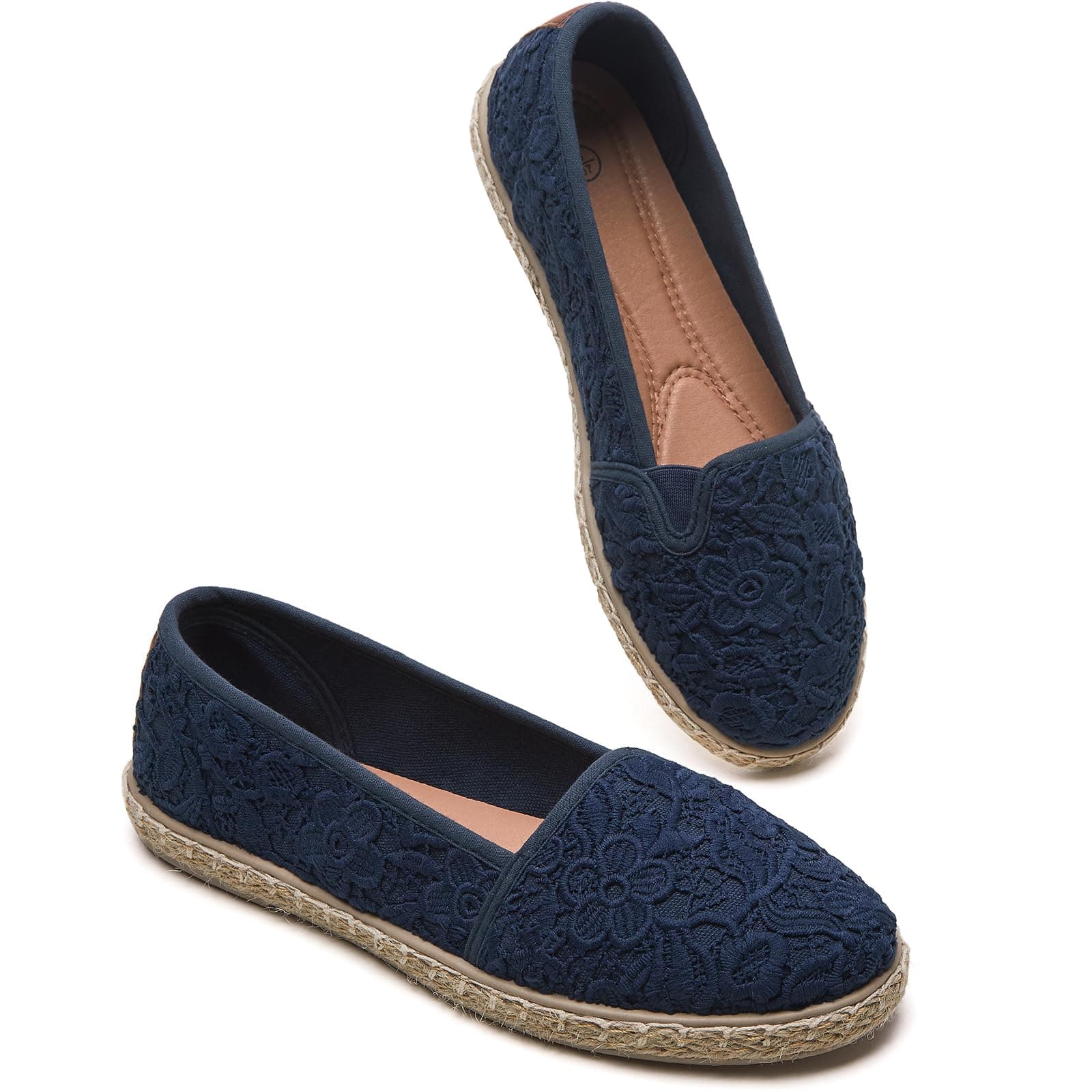 Women's Flats with Flower Embroideried,White Lace Ballet Flats,Comfortable Dress Flats