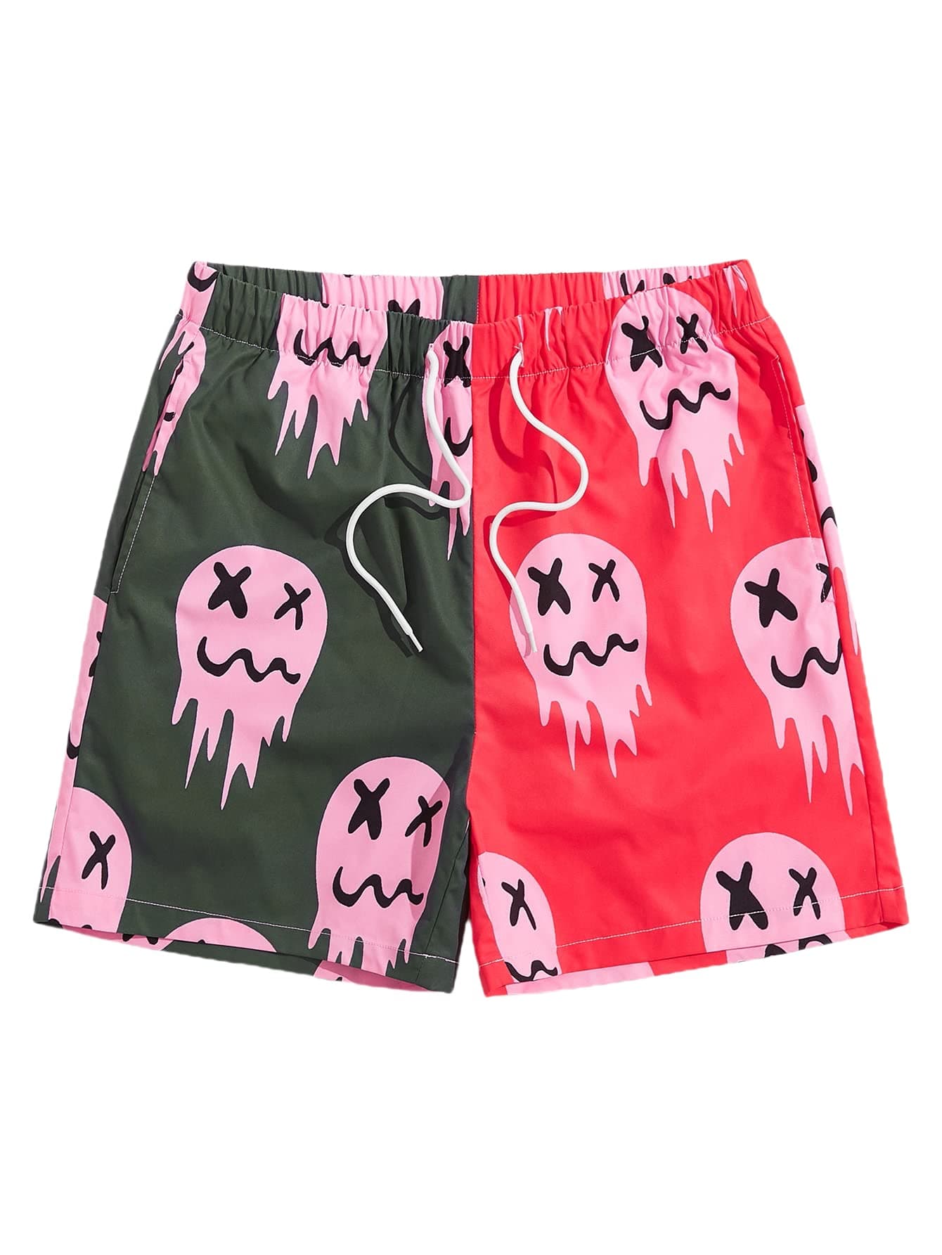 Men's Graphic Print Colorblock Drawstring Waist Active Pocket Shorts