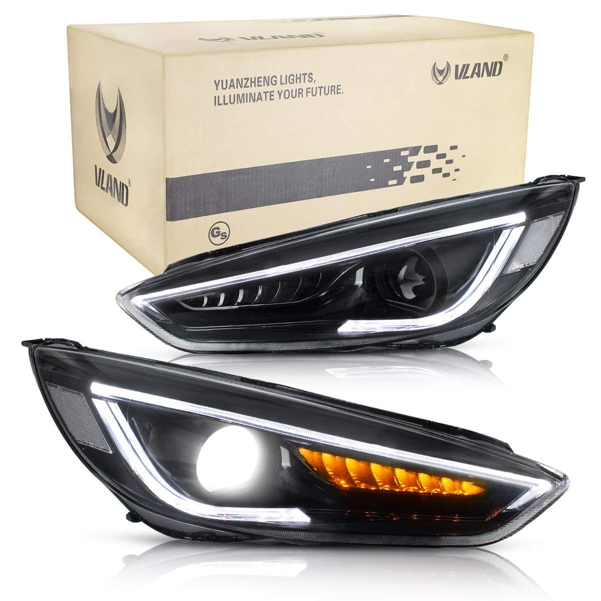 VLAND Headlight for Focus MK3 ST RS 2015 2016 2017 2018 Head Lamp (RHD(Driver is on the right))