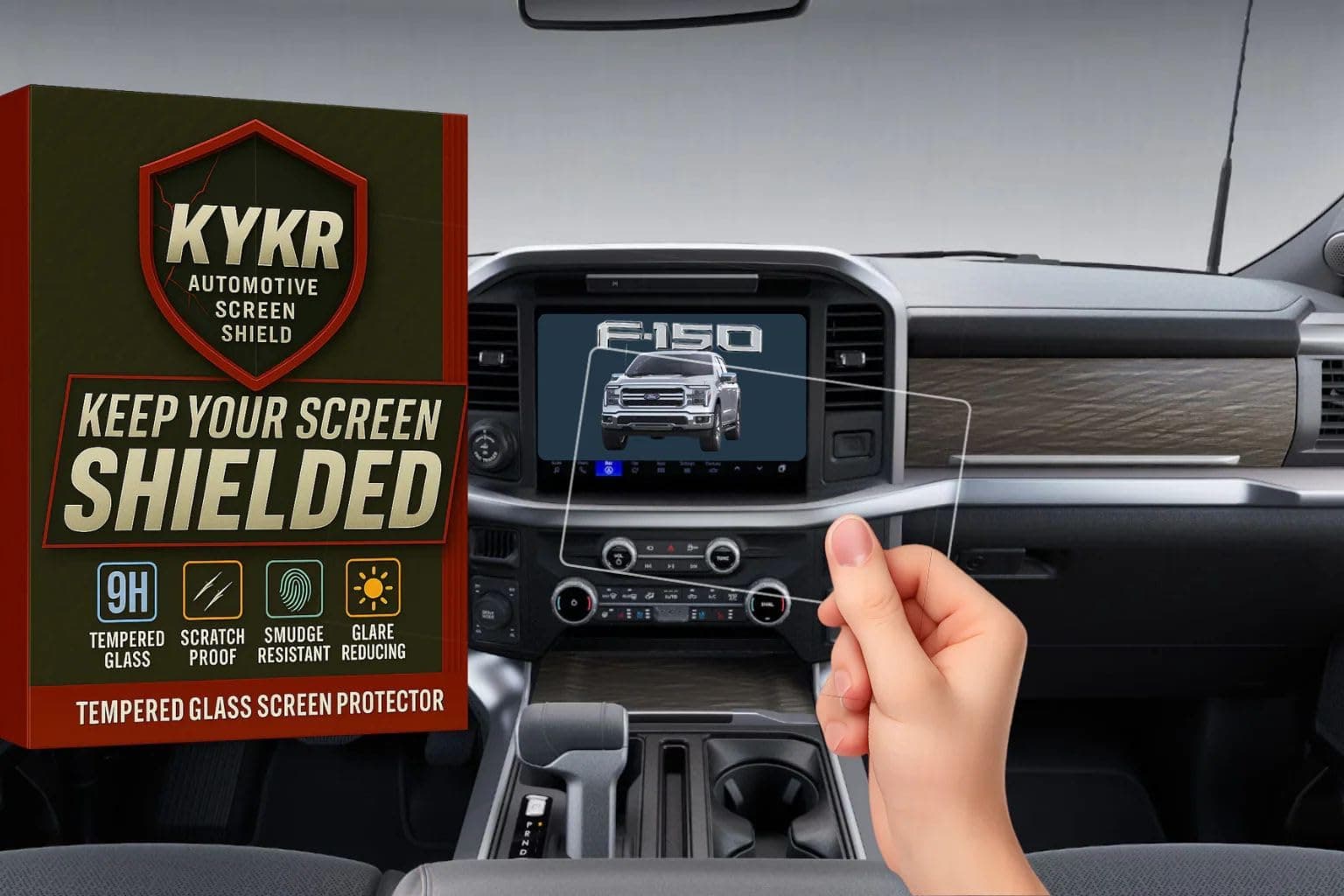 Tempered Glass Screen Protector – Anti-Glare, Scratch Resistant, Easy Install – Touchscreen Interior Car Accessories for Ford F-150 SYNC 4 12-Inch Display (Gloss)