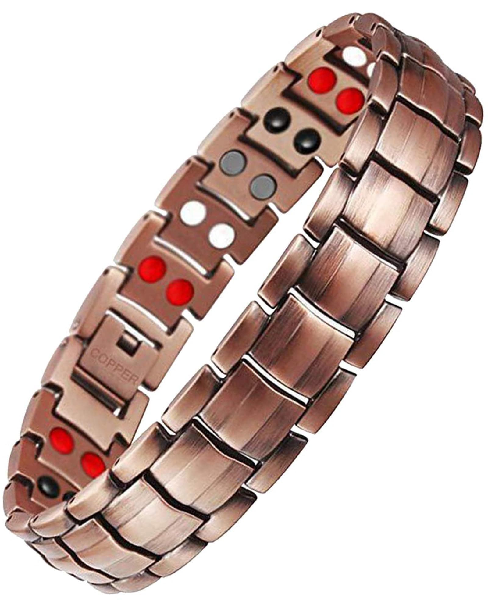 Feraco Copper Bracelet for Men 4 Kinds Magnetic Bracelets Elegant 99.99% Solid Copper Jewelry with Magnets