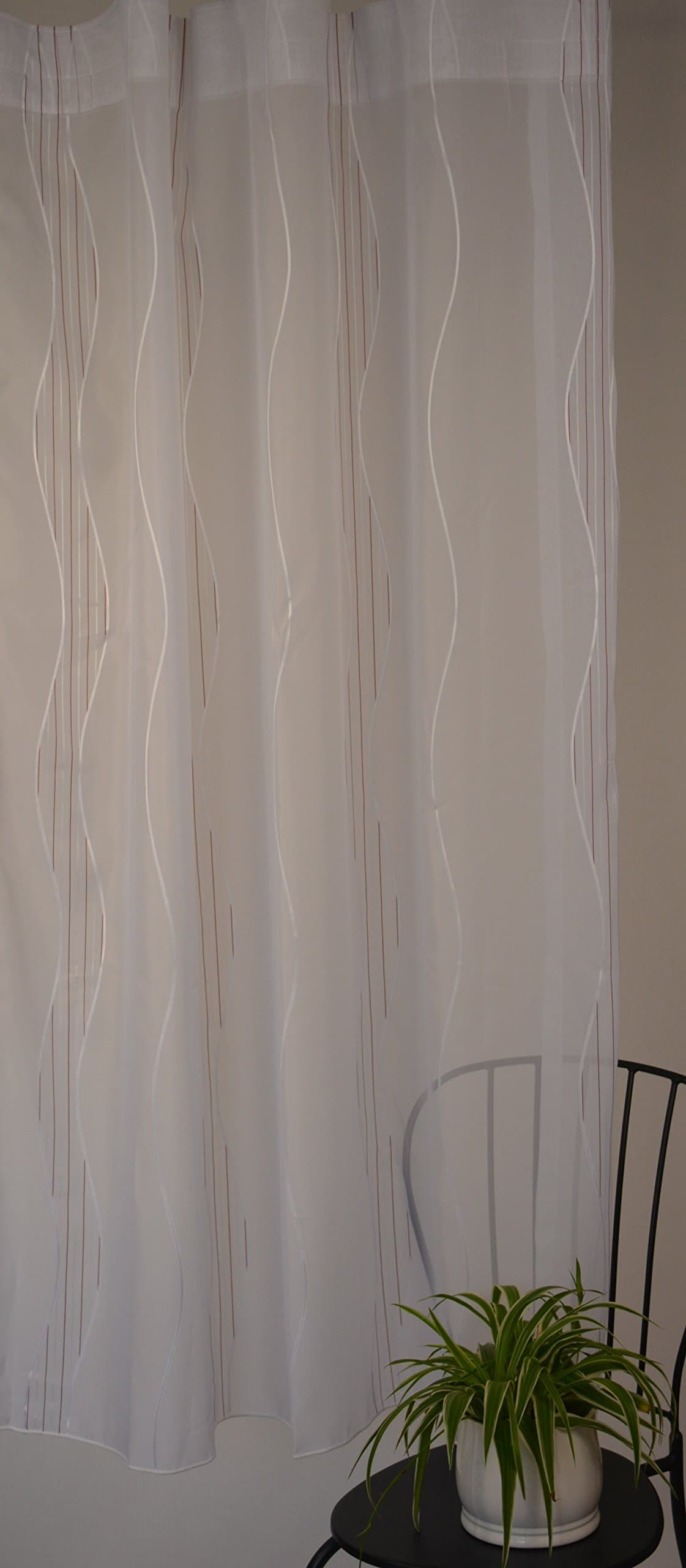 Drive Shaft Band Design Store GERSTER Happy Home Decorative Curtain Tab-Top Voile Curtain Semi-Transparent 143 cm x 167 cm White/Dark Red