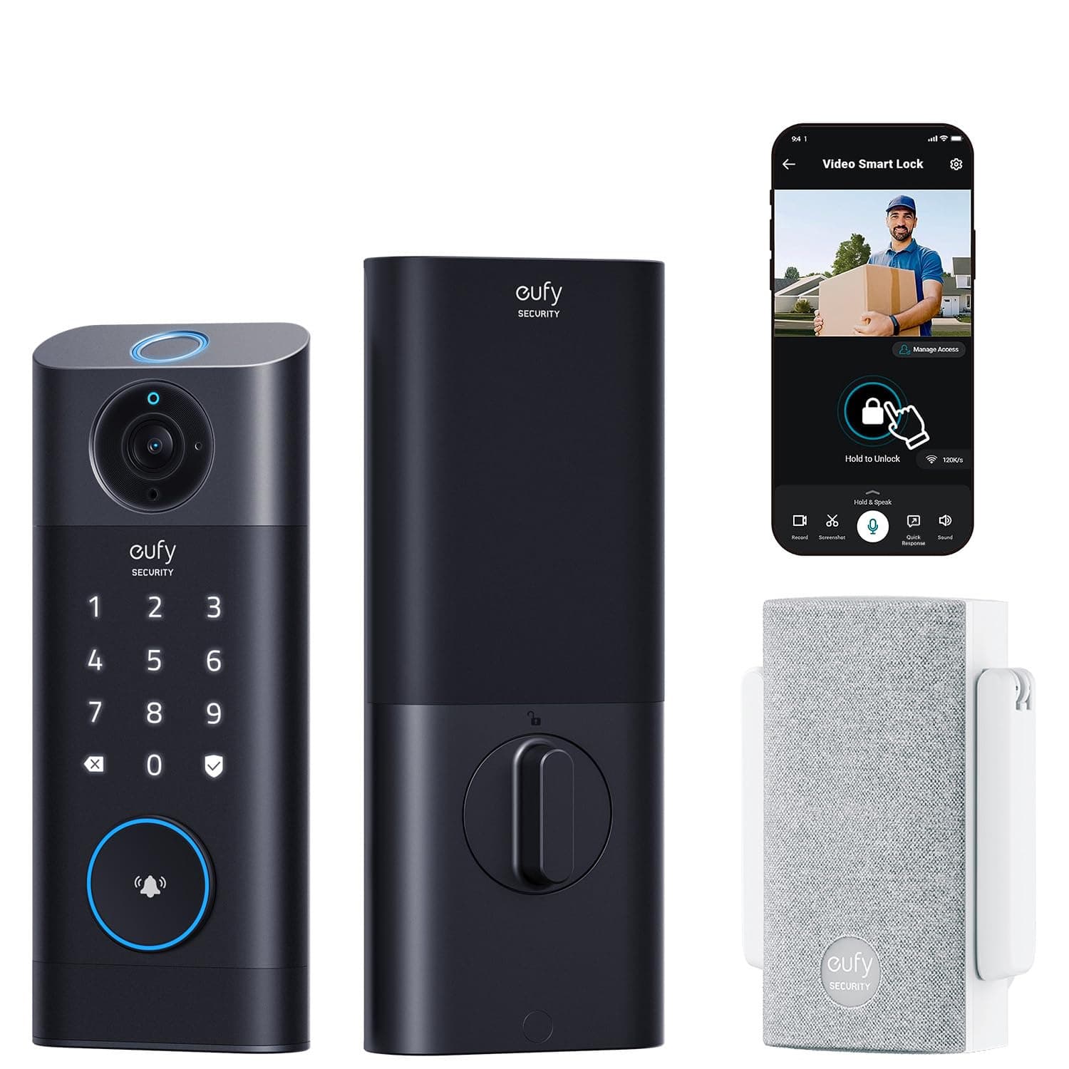 eufy Security Video Smart Lock S330, Chime Included, 3-in-1 Camera+Doorbell+Fingerprint Keyless Entry,BHMA, WiFi Door Lock,App Remote Control,2K HD,No Monthly Fee,SD Card Required