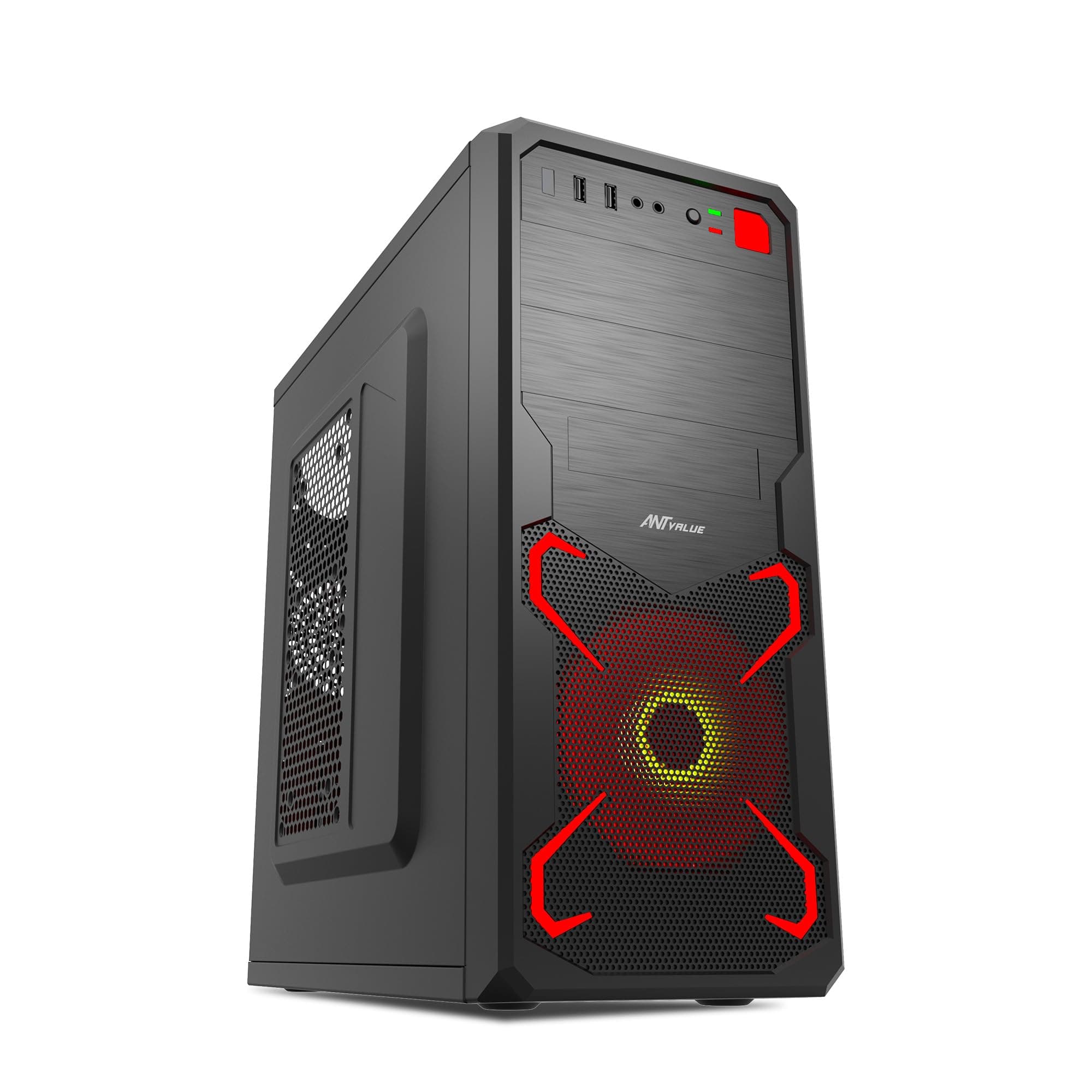Ant Value X1 ATX Computer Case/Business/Gaming Cabinet - Black | Support ATX, M-ATX, ITX | Pre-Installed 1 Front Fan