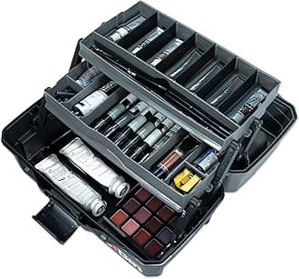 ArtBin Lift Tray Box W/2 Trays & Quick Access Lid Storage-8"X14"X7.5", Black & Gray