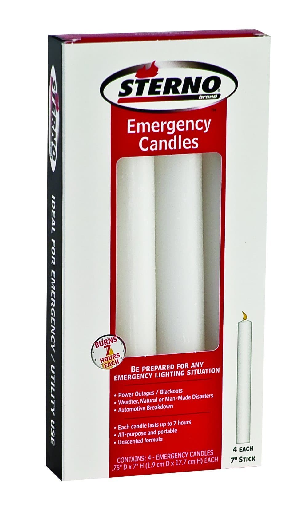 Sterno Emergency Candles, 7-Inch Sticks, 4-Pack