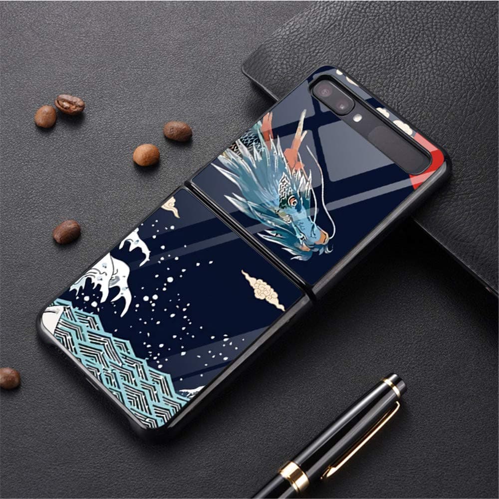 GOGODOG Compatible with Samsung Galaxy Z Flip Case Full Cover Ultra Thin Matte Anti Slip Scratch Resistant Folding Glass Mirror Personality Back Shell Cellphone case (4)