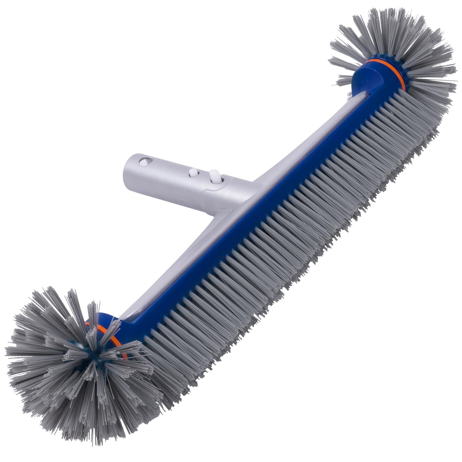 POOLAZA Pool Brush,360 Degree Pool Brush Head for Inground Pools/above-Ground Pool,Heavy Duty Pool Brushes for Cleaning Pool Walls/Floors, Pool Scrub Brush with Premium Bristle& Aluminum Handle&Back