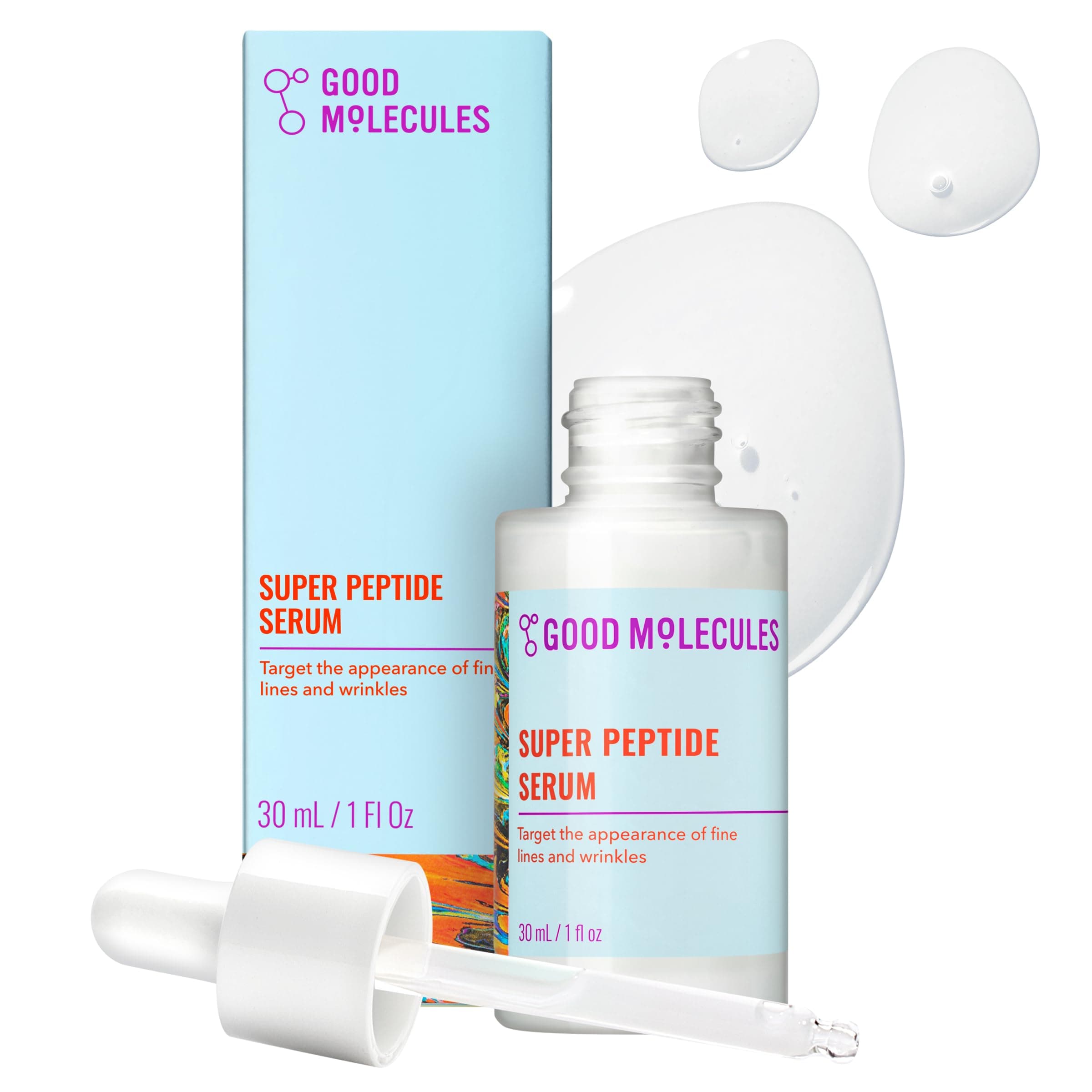 Good Molecules Super Peptide Serumc 1 Fl. Oz! Formulated With Peptides And Copper Tripeptides! Helps To Hydrate, Brighten, And Smooth For A Healthy, Youthful-Looking Glow! Vegan & Cruelty Free!