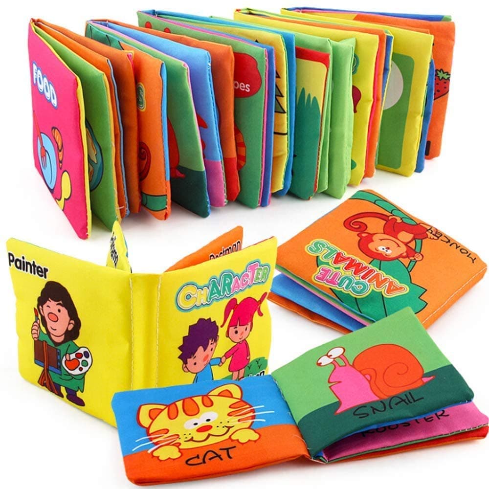 Mumoo Bear Baby'S First Nontoxic Soft Cloth Book Set, Crinkle Books Friction With Rustling Sound