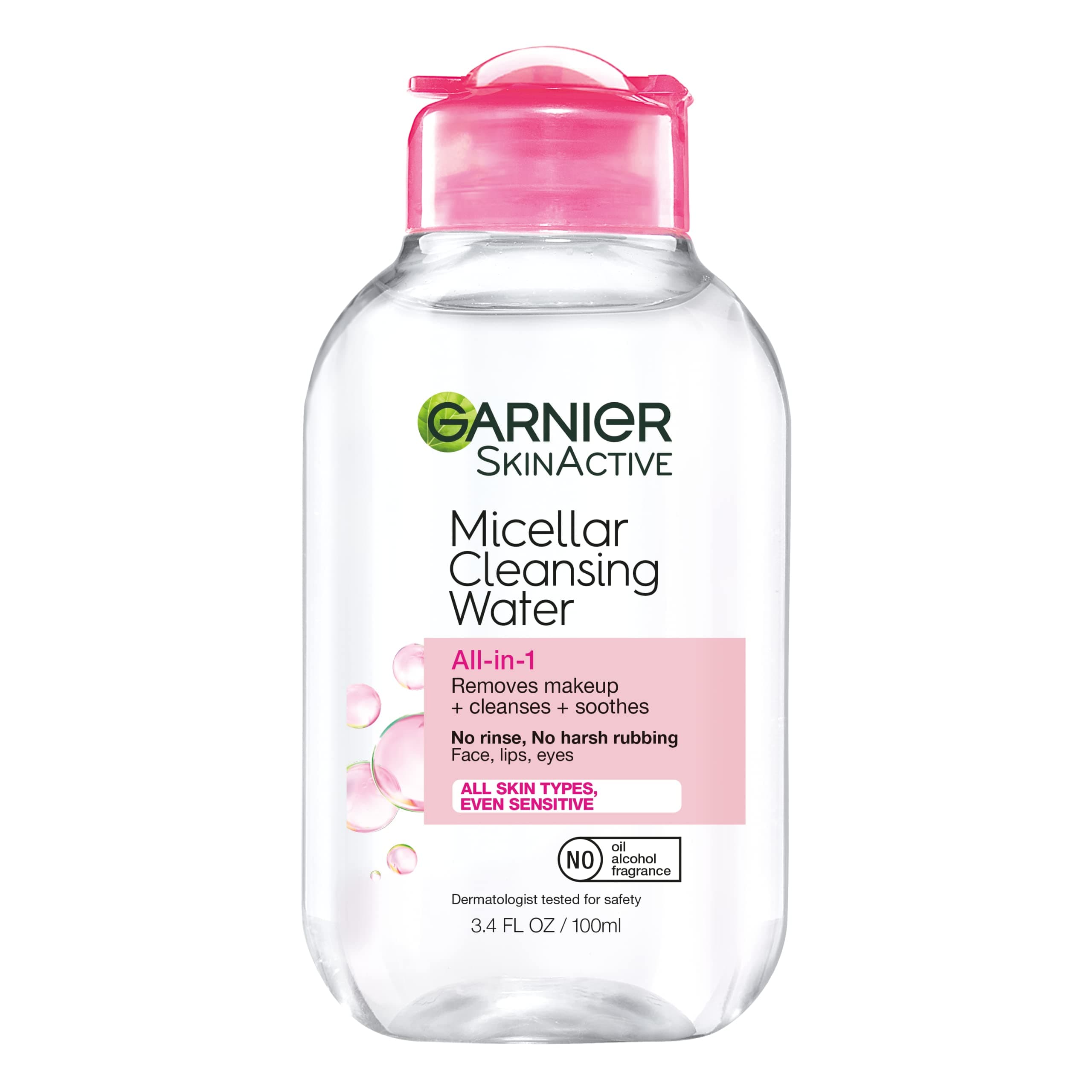 Garnier SkinActive Micellar Cleansing Water, All-in-1 Makeup Remover and Facial Cleanser, For All Skin Types, 3.4 fl oz